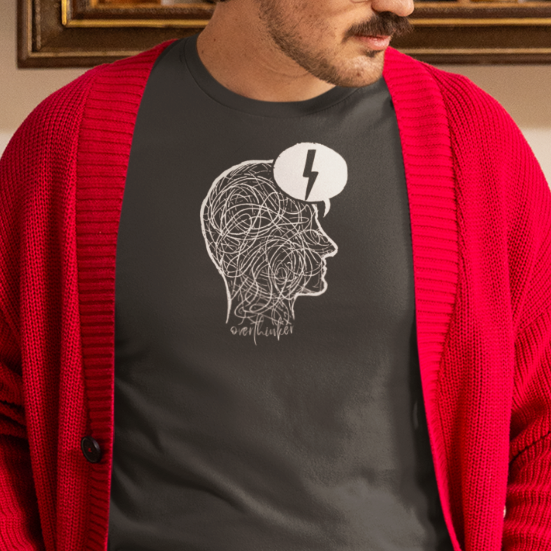 OVERTHINKER Dark – Minimalist Funny Graphic Unisex T-Shirt