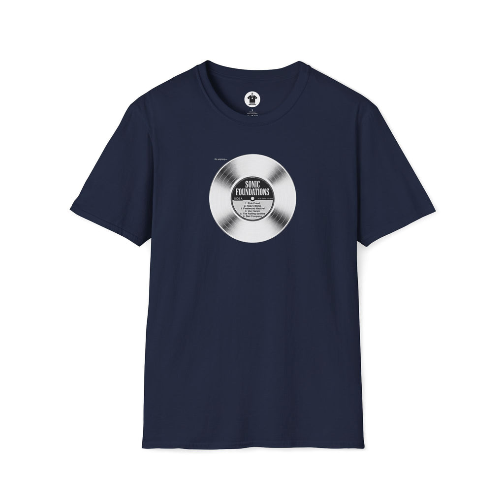 SONIC FOUNDATIONS: SIDE A – Funny Vinyl Record Tracklist Music Pun Graphic T-Shirt