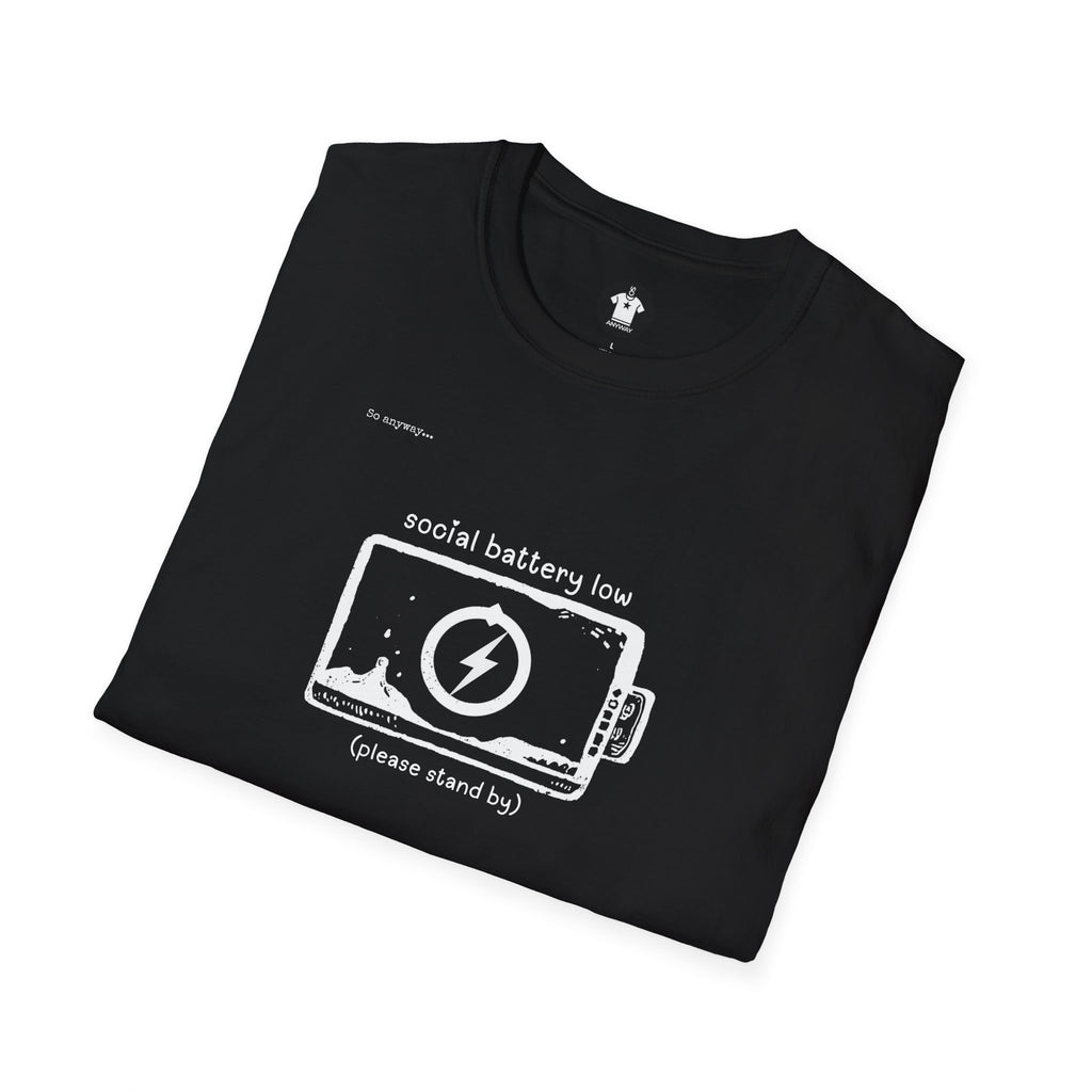 SOCIAL BATTERY LOW Shirt – Funny Introvert Graphic Tee for Socially Drained People and Quiet Personalities