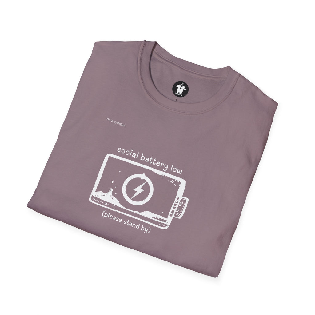 SOCIAL BATTERY LOW Shirt – Funny Introvert Graphic Tee for Socially Drained People and Quiet Personalities