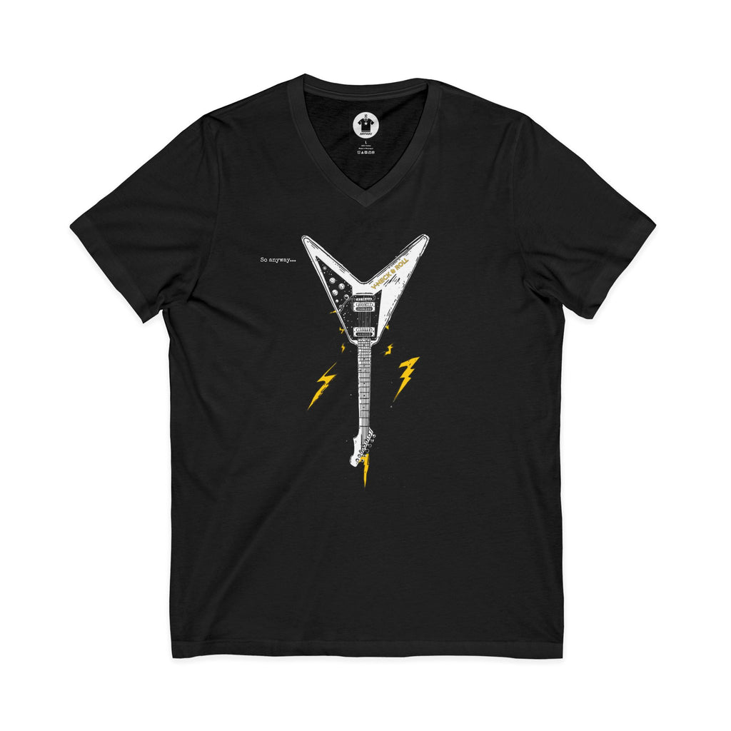 V-NECK & ROLL Dark – Funny Rock Music Guitar Lightning Graphic T-Shirt