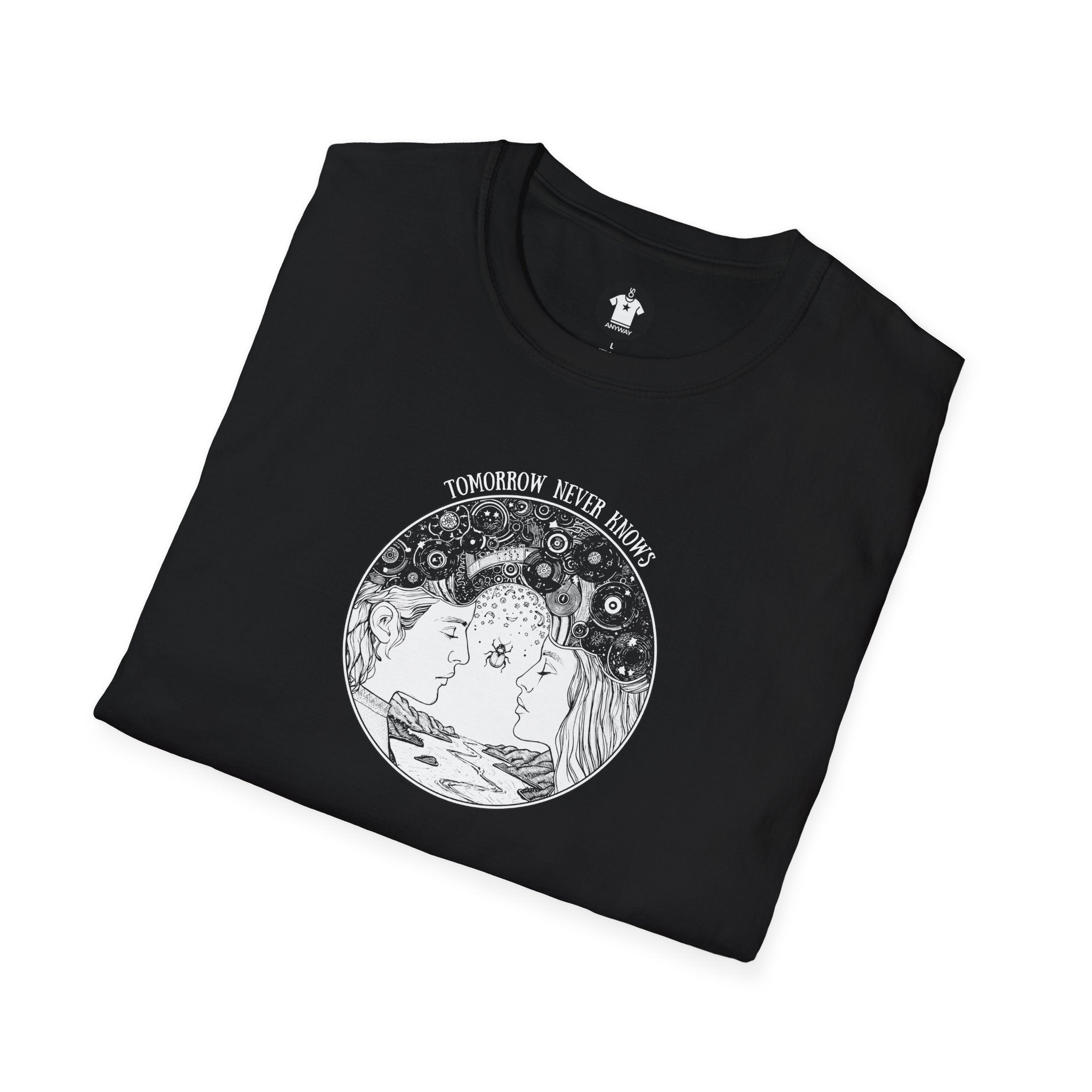 TOMORROW NEVER KNOWS Dark – Psychedelic Vinyl Cosmos Unisex Graphic Tee