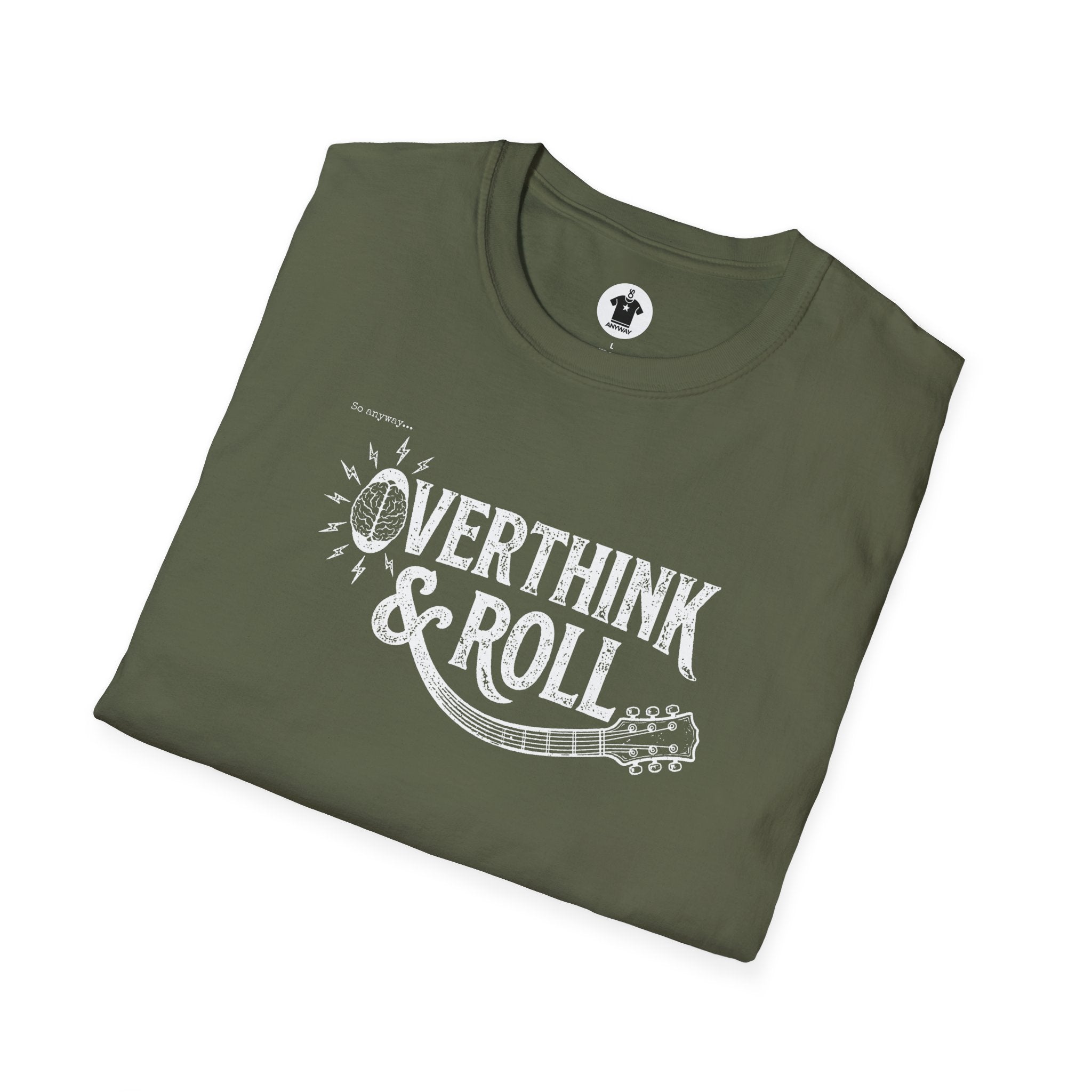 OVERTHINK & ROLL Dark – Funny Overthinking Rock Music Guitar Graphic T-Shirt