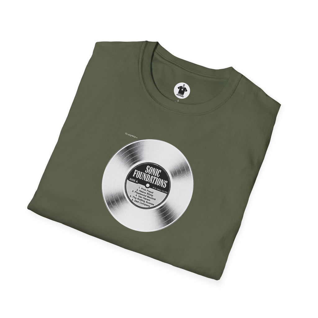 SONIC FOUNDATIONS: SIDE A – Funny Vinyl Record Tracklist Music Pun Graphic T-Shirt