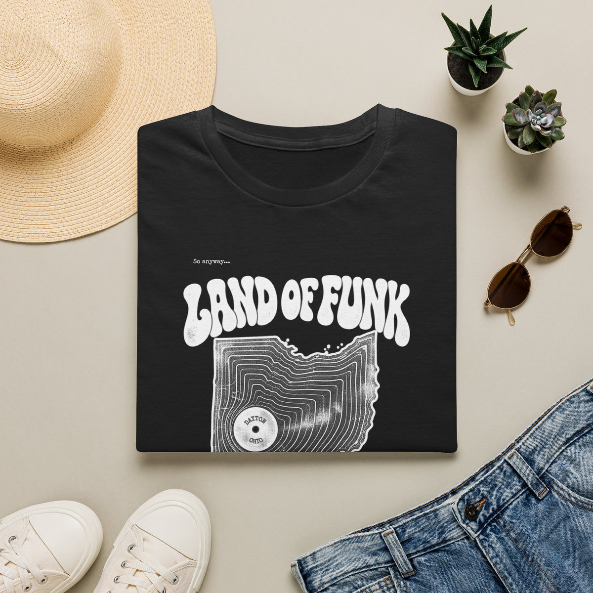 LAND OF FUNK - Dayton, Ohio - Funk Music Vinyl Record Graphic T-Shirt