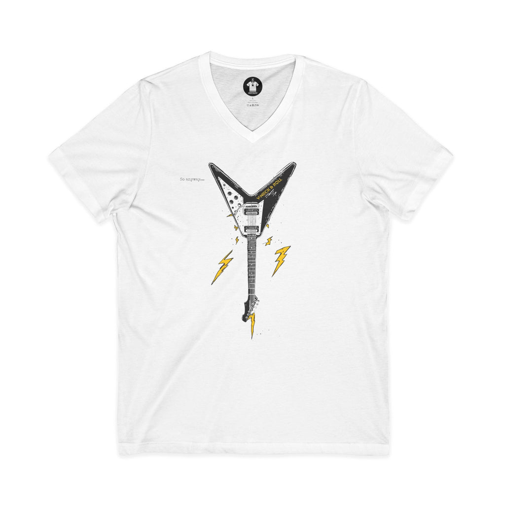 V-NECK & ROLL Light – Funny Rock Music Guitar Lightning Graphic T-Shirt