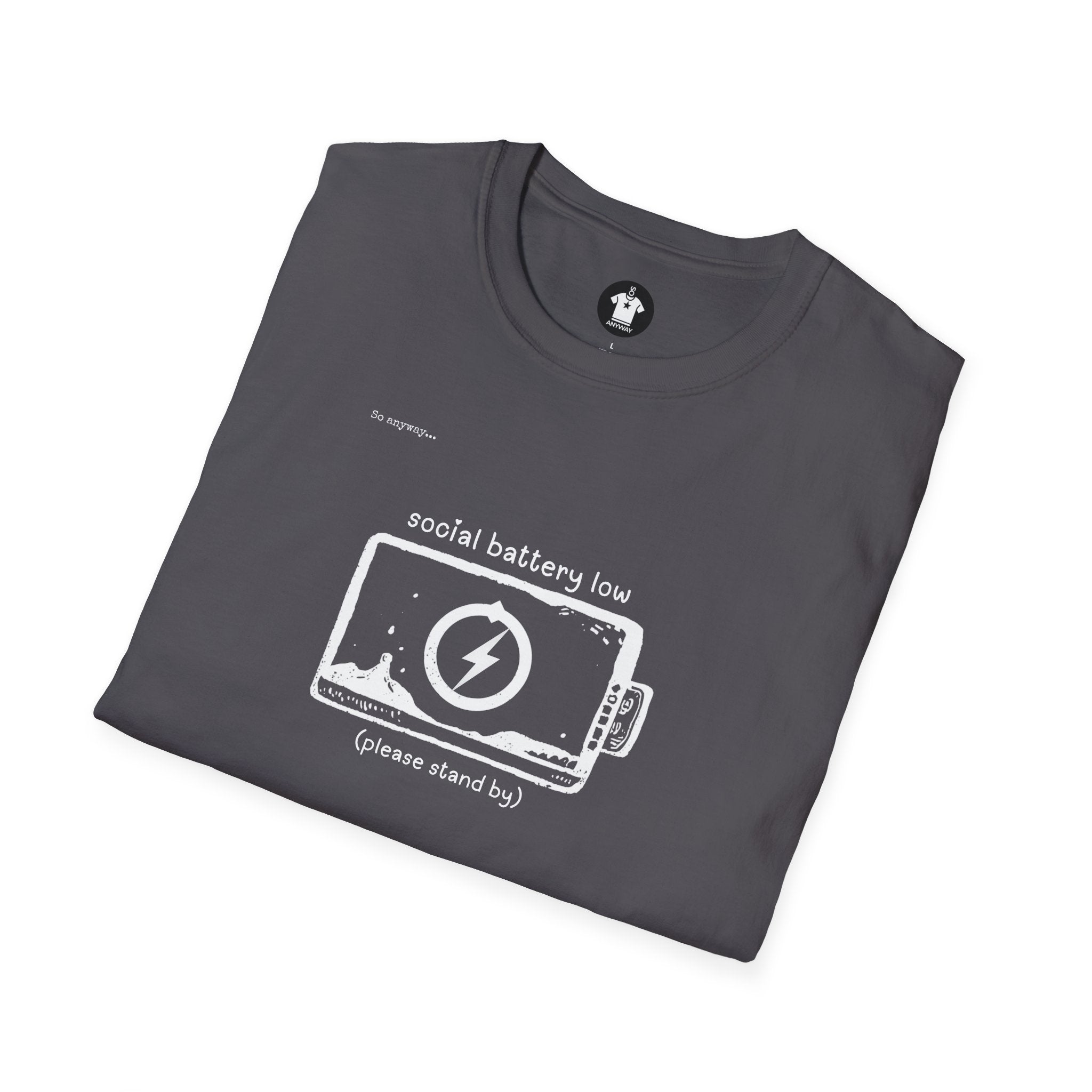 SOCIAL BATTERY LOW Shirt – Funny Introvert Graphic Tee for Socially Drained People and Quiet Personalities