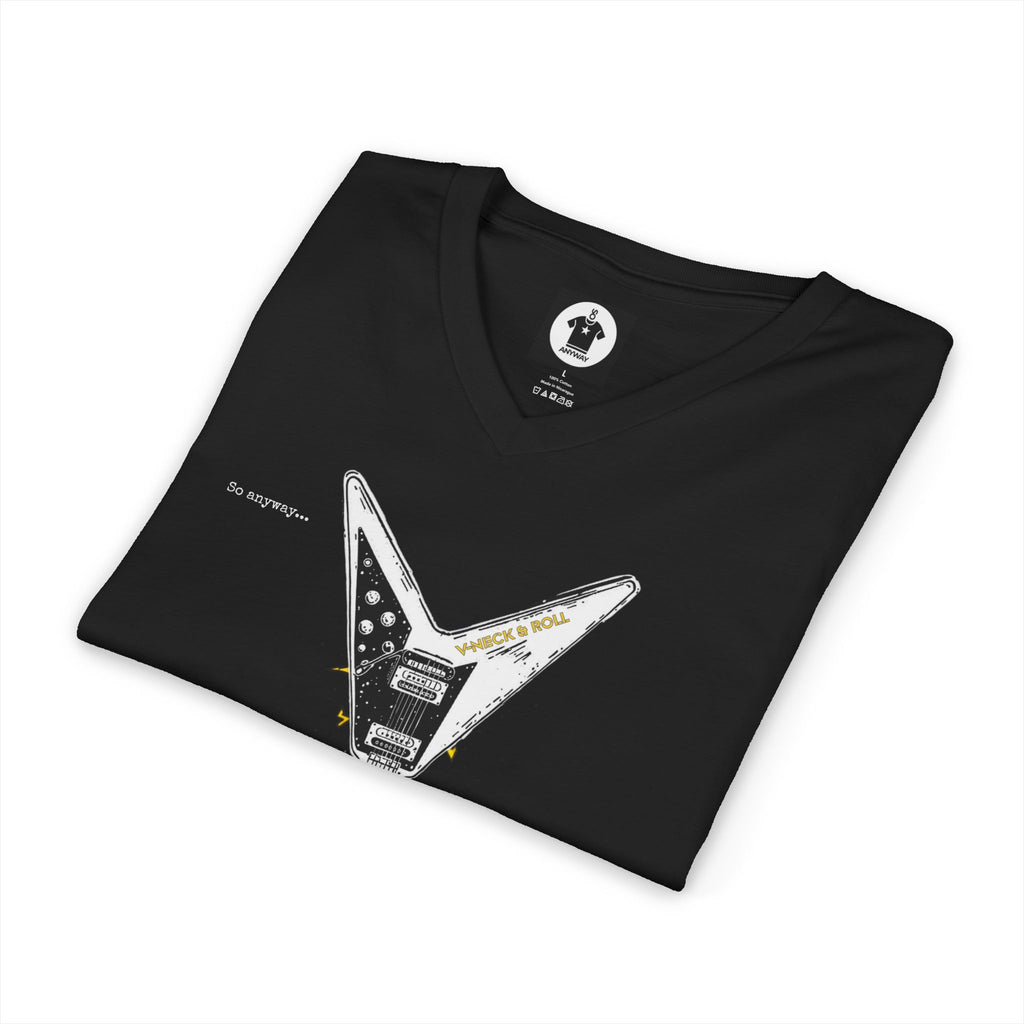 V-NECK & ROLL Dark – Funny Rock Music Guitar Lightning Graphic T-Shirt
