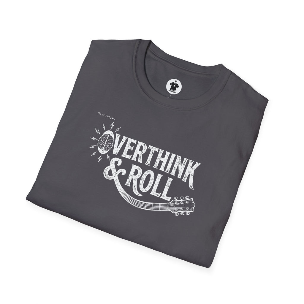 OVERTHINK & ROLL Dark – Funny Overthinking Rock Music Guitar Graphic T-Shirt