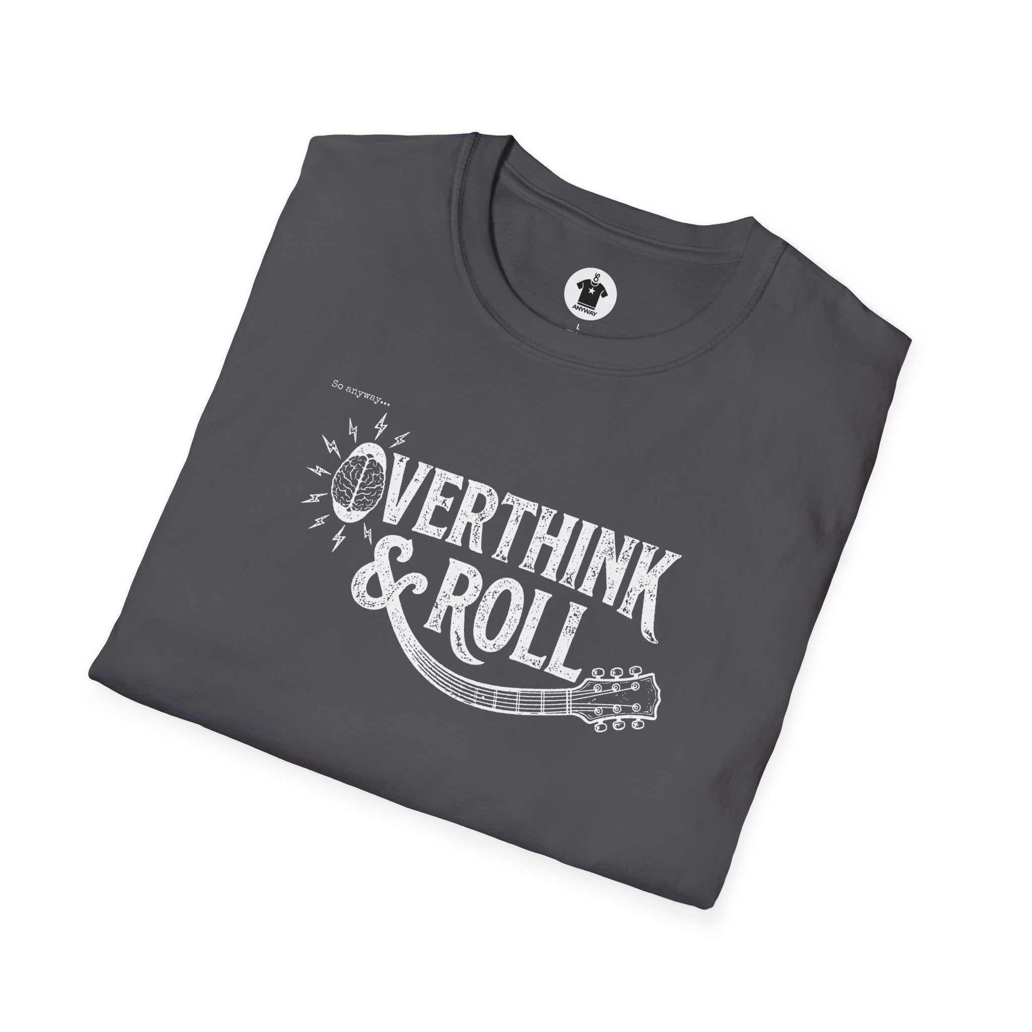 OVERTHINK & ROLL Dark – Funny Overthinking Rock Music Guitar Graphic T-Shirt