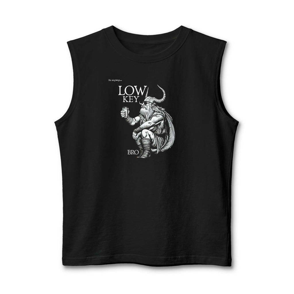 LOW KEY, BRO - Loki Norse Mythology Pun Graphic Unisex Jersey Muscle Tank