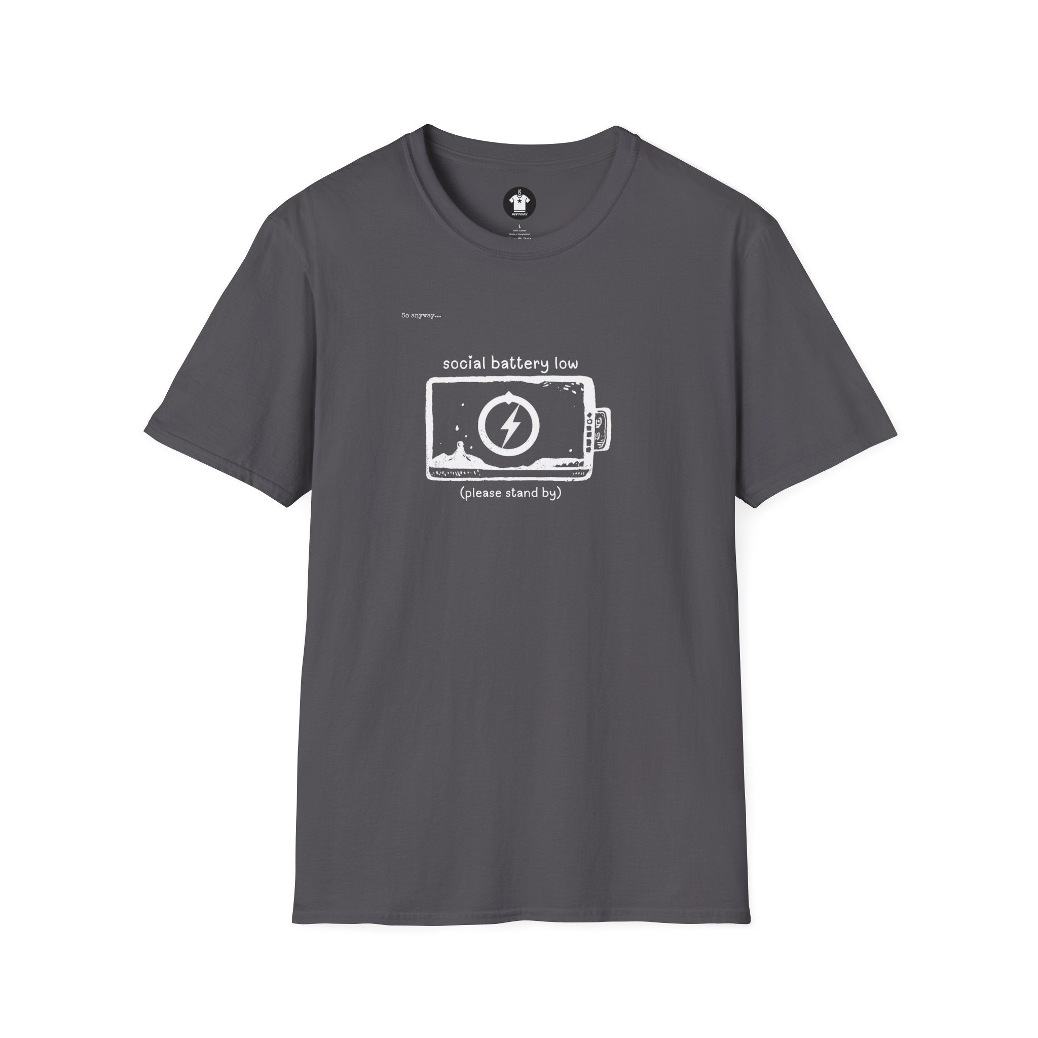 SOCIAL BATTERY LOW Shirt – Funny Introvert Graphic Tee for Socially Drained People and Quiet Personalities
