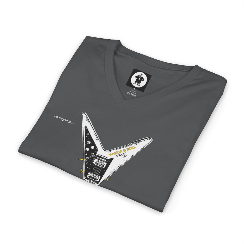 V-NECK & ROLL Dark – Funny Rock Music Guitar Lightning Graphic T-Shirt