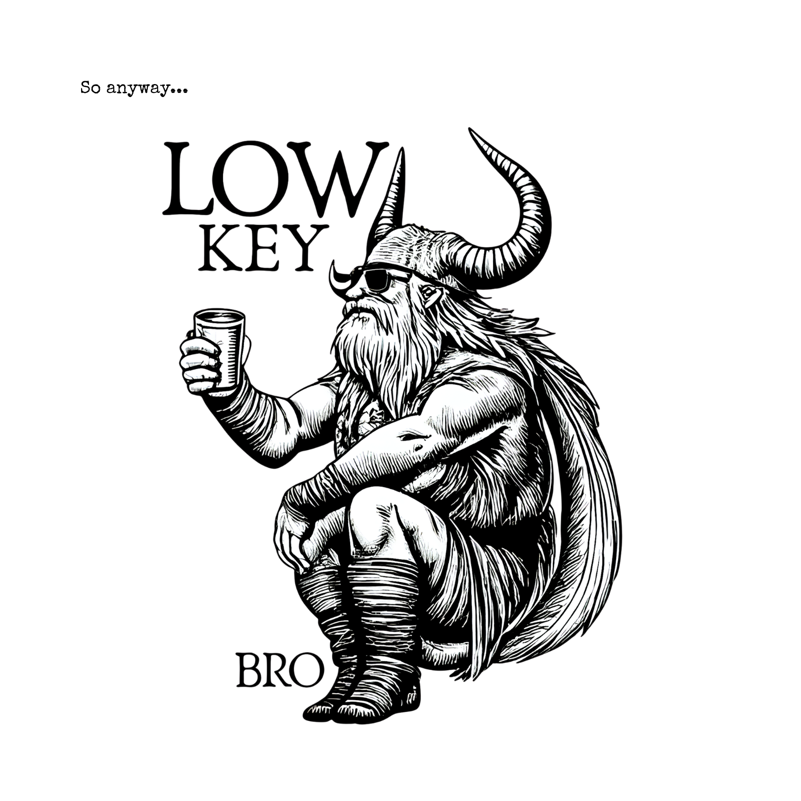 LOW KEY, BRO Light - Loki Norse Mythology Pun Graphic Tee