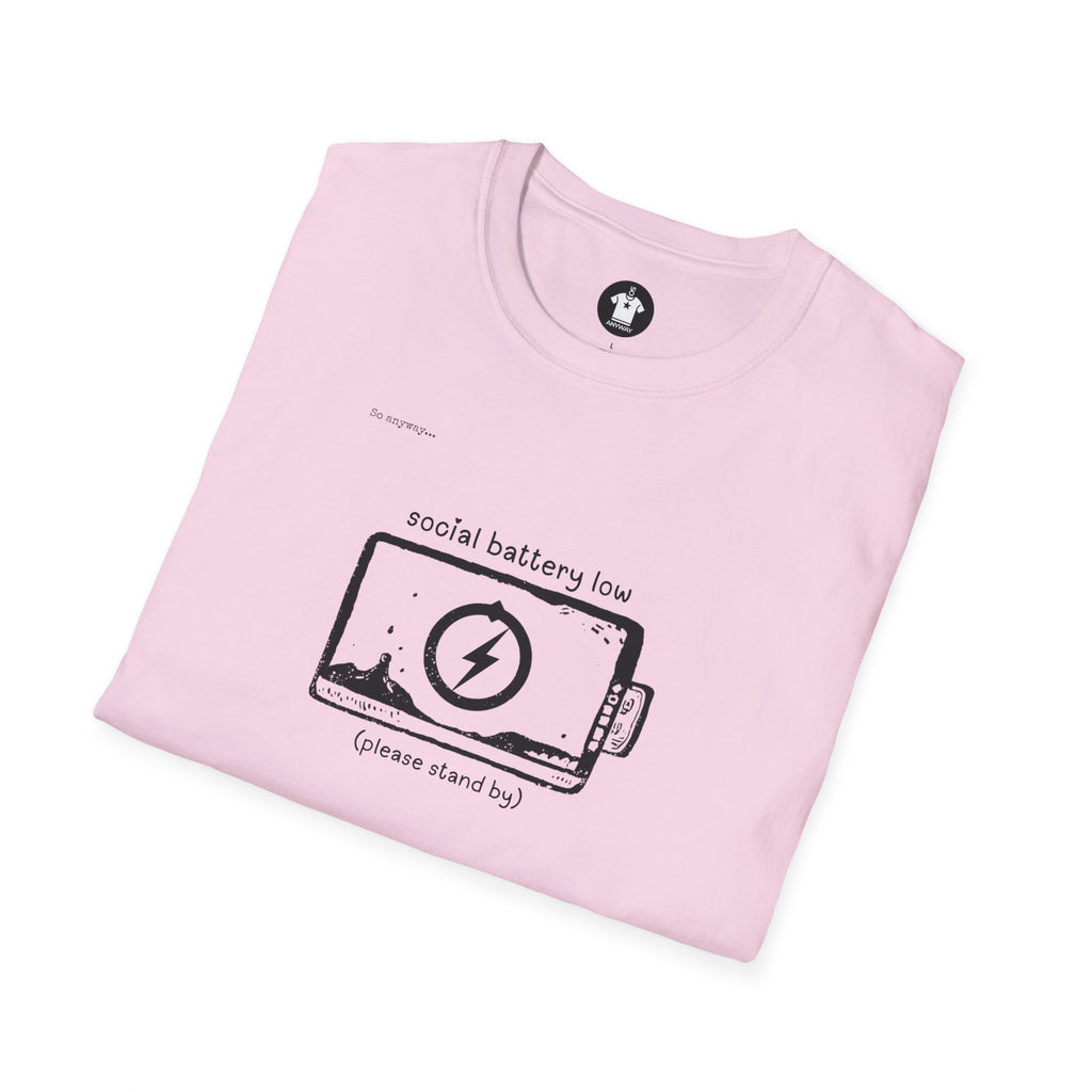 SOCIAL BATTERY LOW Shirt – Funny Introvert Graphic Tee for Socially Drained People and Quiet Personalities