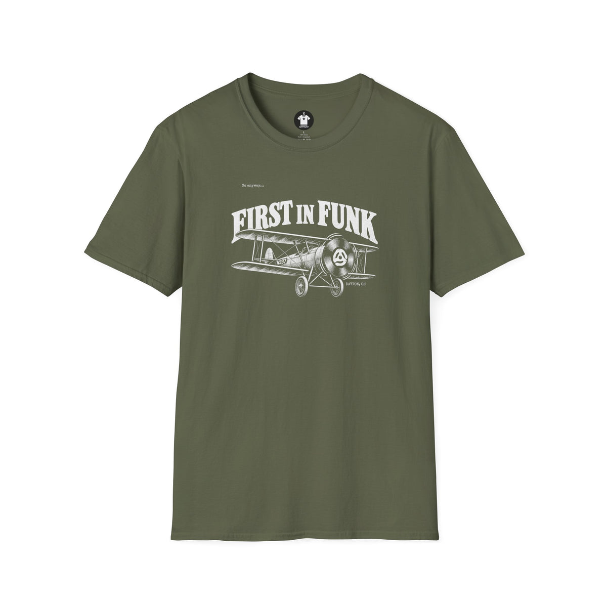 FIRST IN FUNK - Dayton Ohio Aviation Funk Record Biplane Graphic T-Shirt