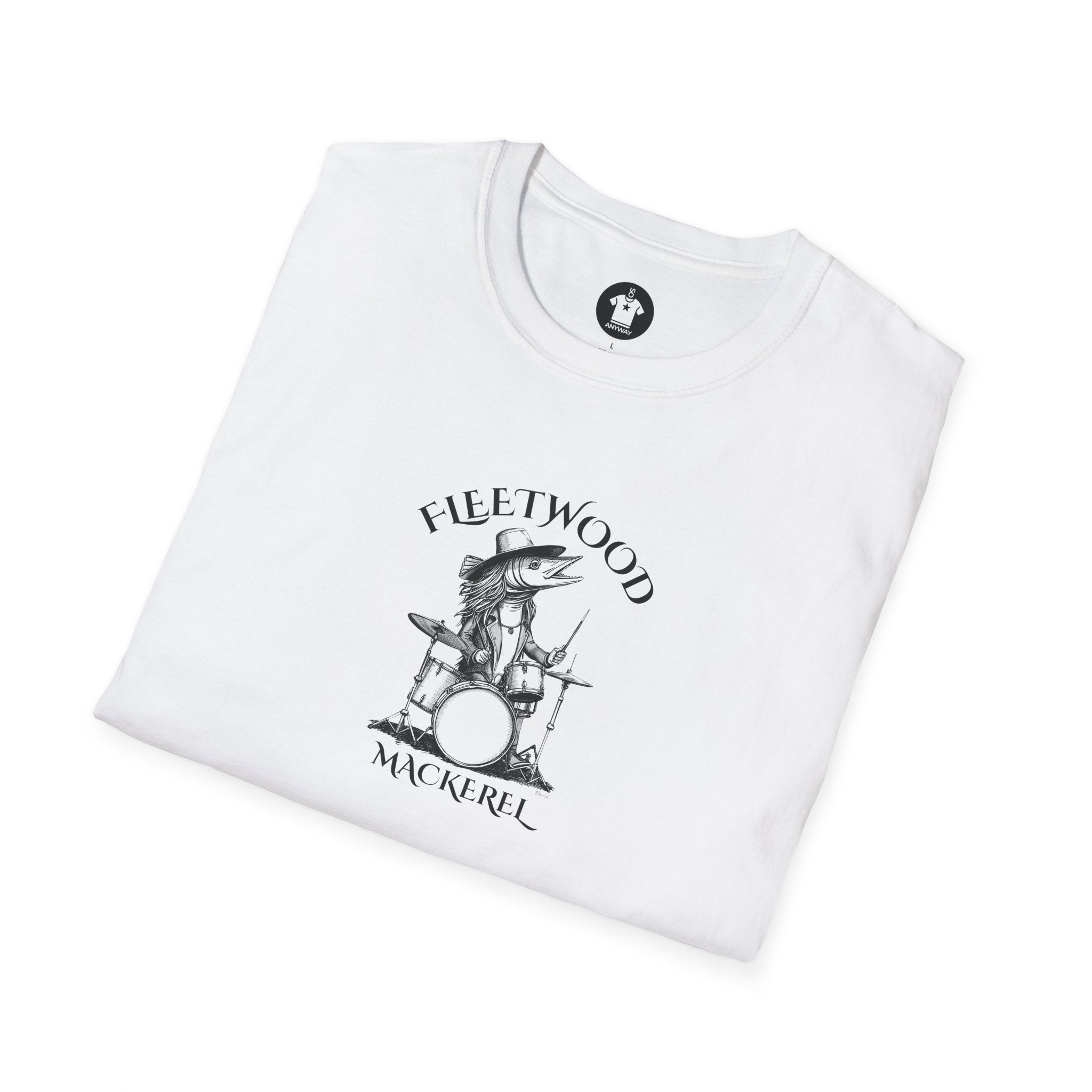 FLEETWOOD MACKEREL Light Tee - Funny Rock Band Fish Drummer Graphic (Unisex)