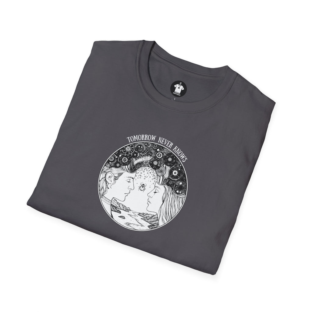 TOMORROW NEVER KNOWS Dark – Psychedelic Vinyl Cosmos Unisex Graphic Tee