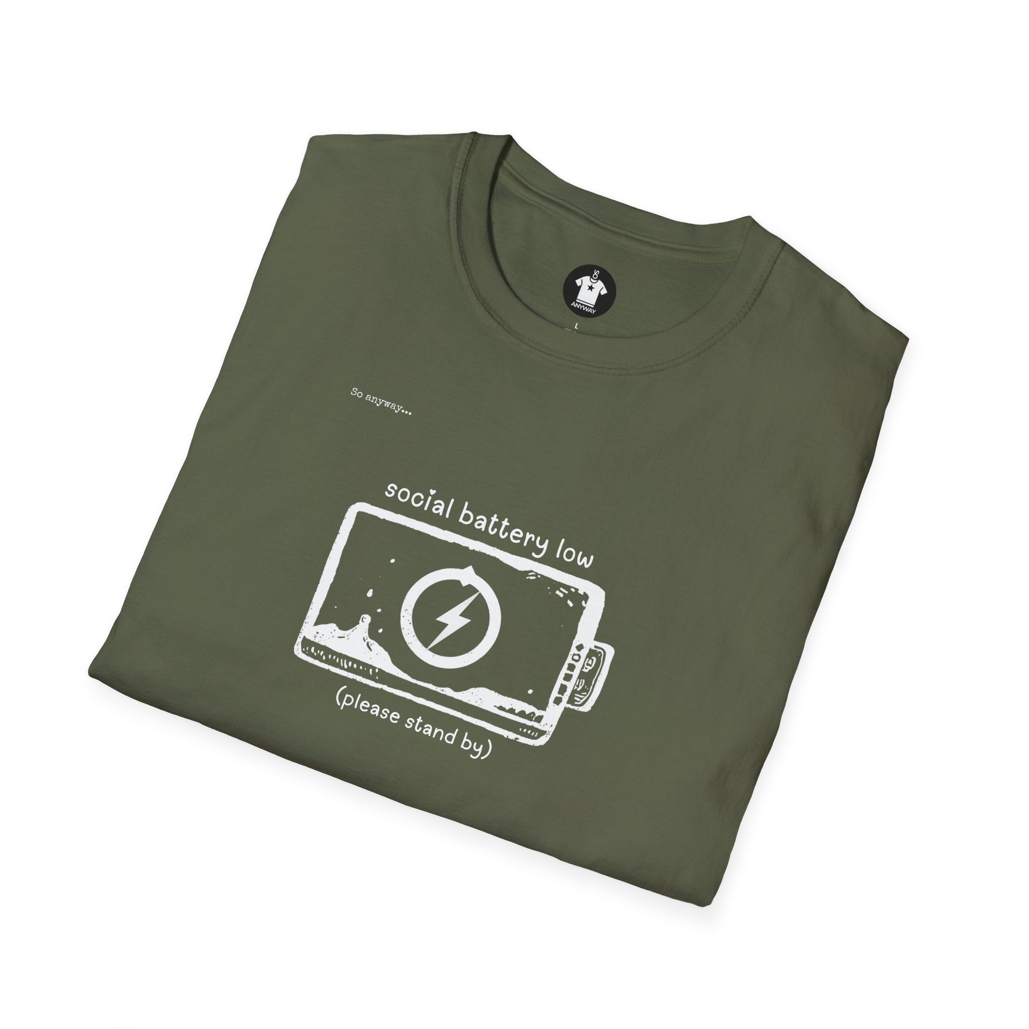 SOCIAL BATTERY LOW Shirt – Funny Introvert Graphic Tee for Socially Drained People and Quiet Personalities