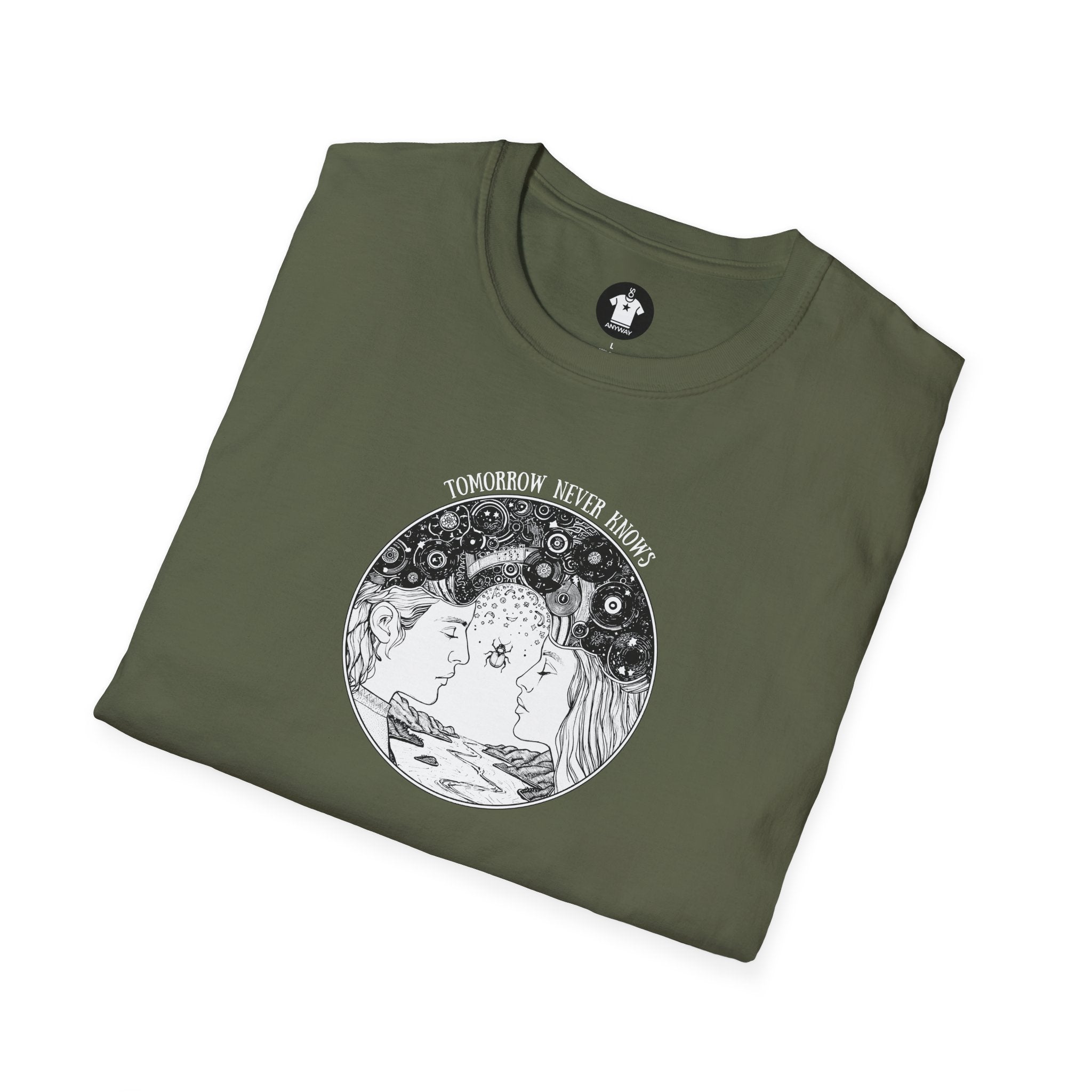 TOMORROW NEVER KNOWS Dark – Psychedelic Vinyl Cosmos Unisex Graphic Tee