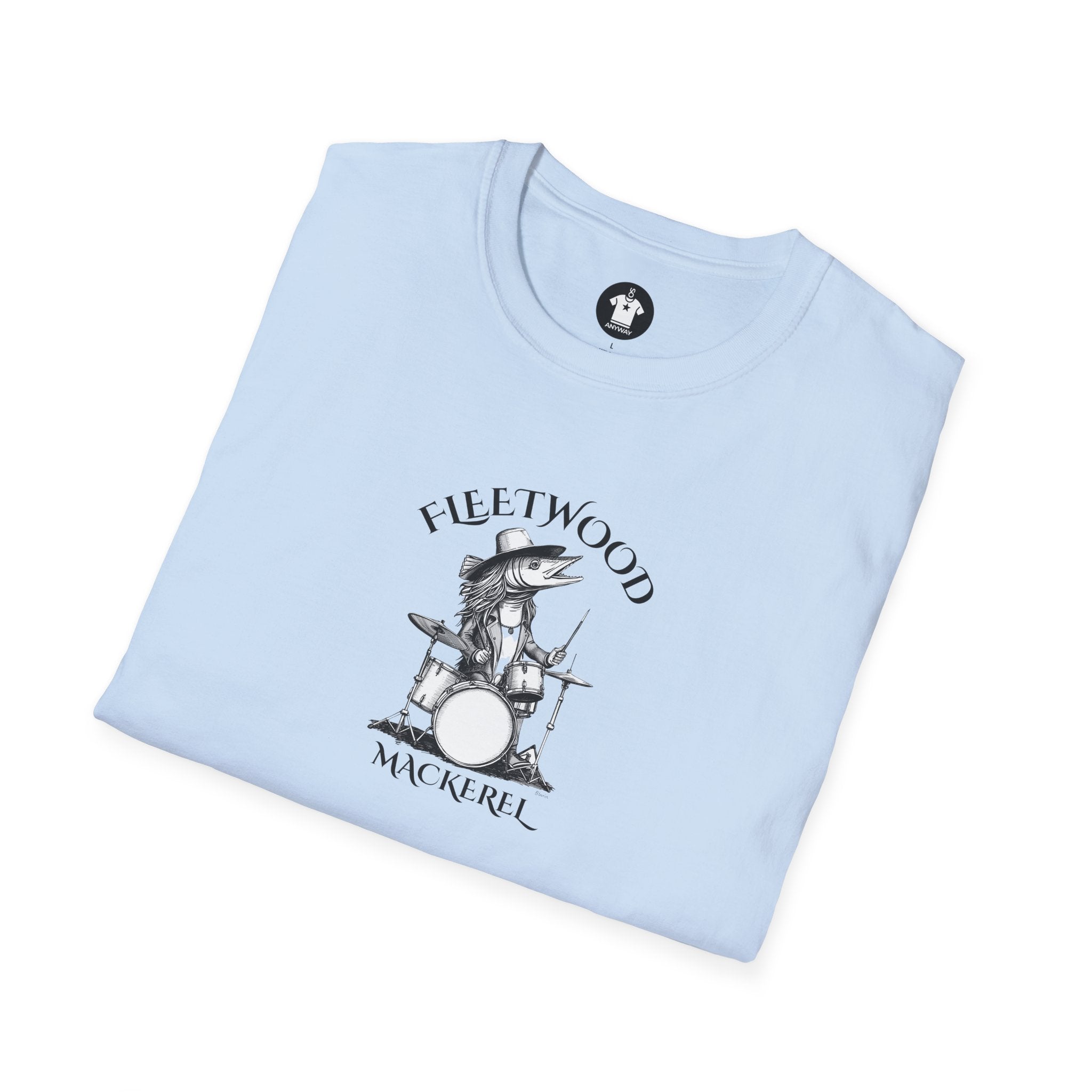 FLEETWOOD MACKEREL Light Tee - Funny Rock Band Fish Drummer Graphic (Unisex)