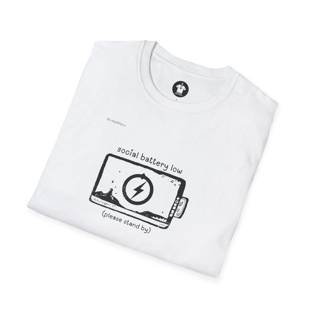 SOCIAL BATTERY LOW Shirt – Funny Introvert Graphic Tee for Socially Drained People and Quiet Personalities