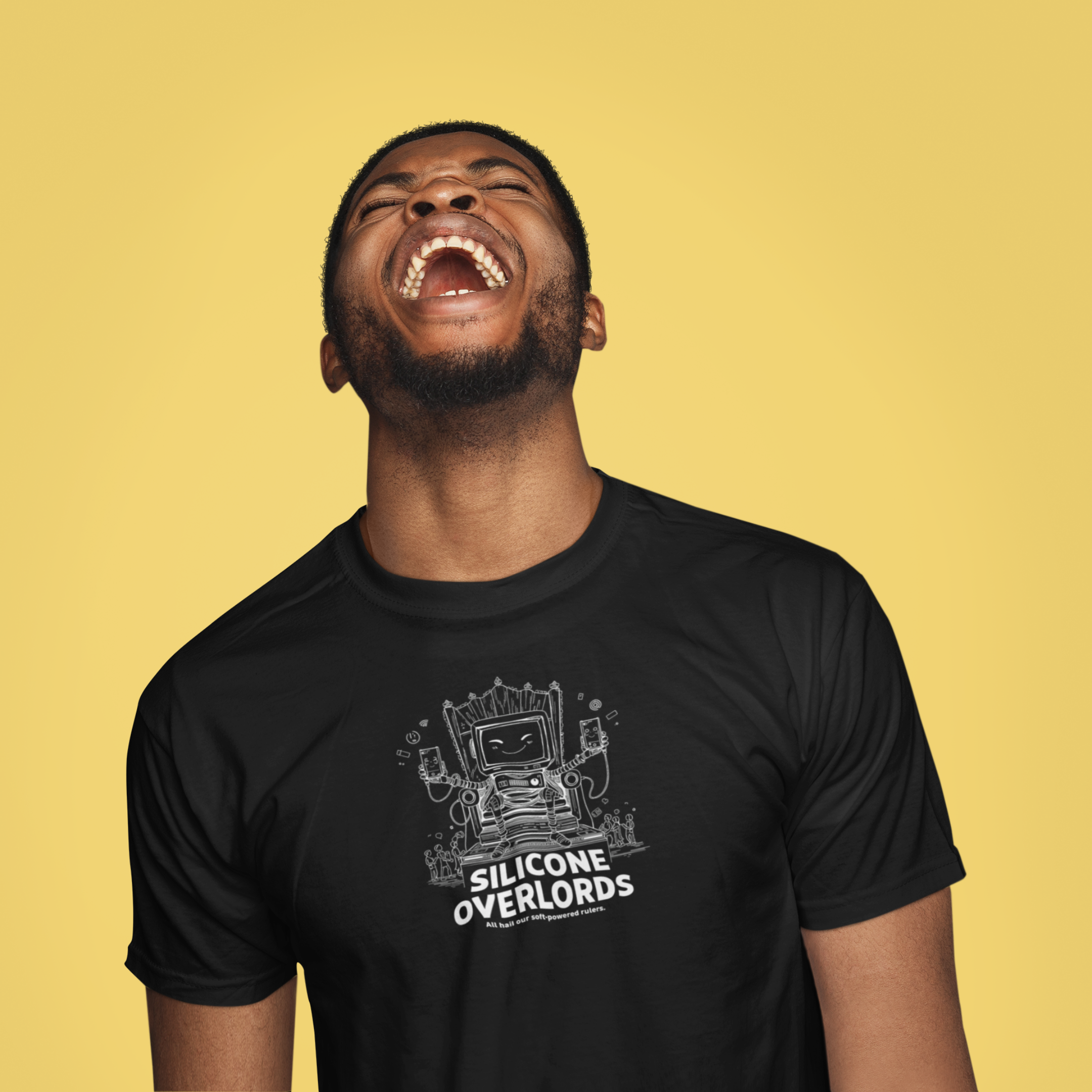 SILICONE OVERLORDS Dark – Funny Tech Addiction Graphic Tee