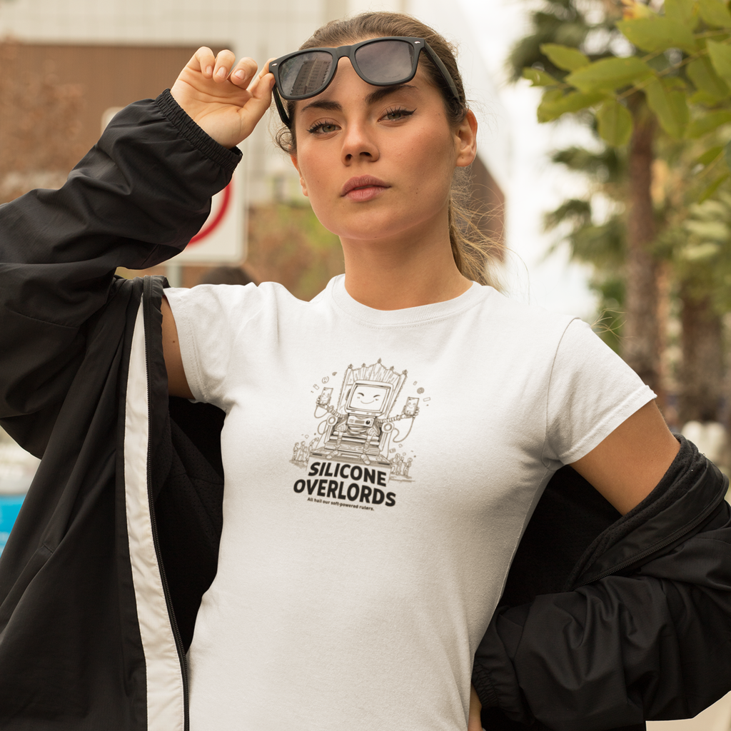 SILICONE OVERLORDS Light – Funny Tech Addiction Graphic Tee