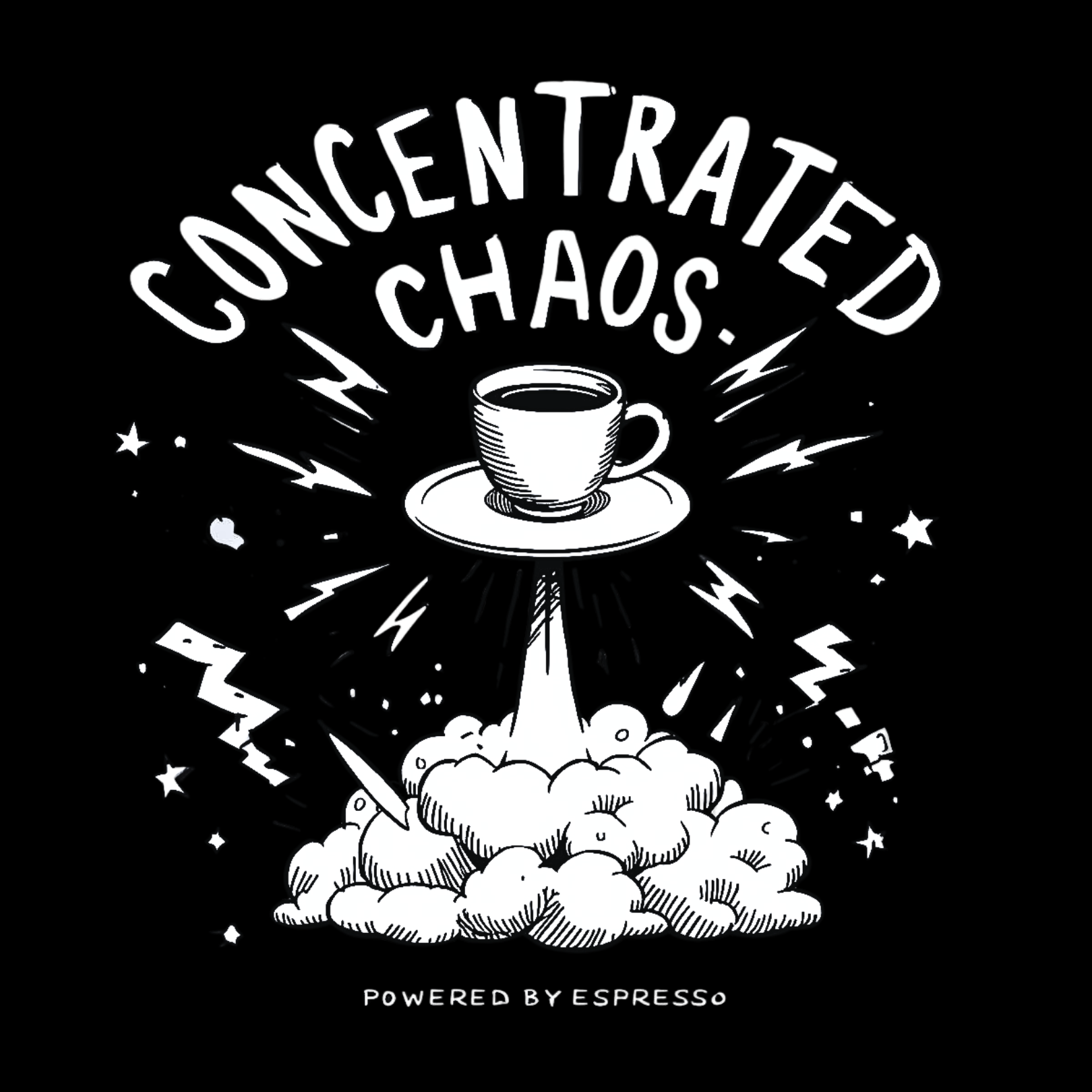 CONCENTRATED CHAOS Dark – Funny Coffee Addiction Graphic Tee
