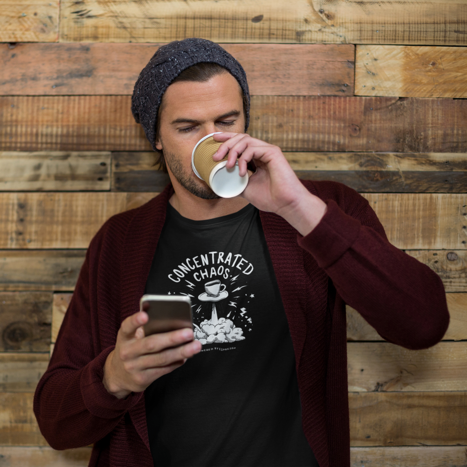 CONCENTRATED CHAOS Dark – Funny Coffee Addiction Graphic Tee