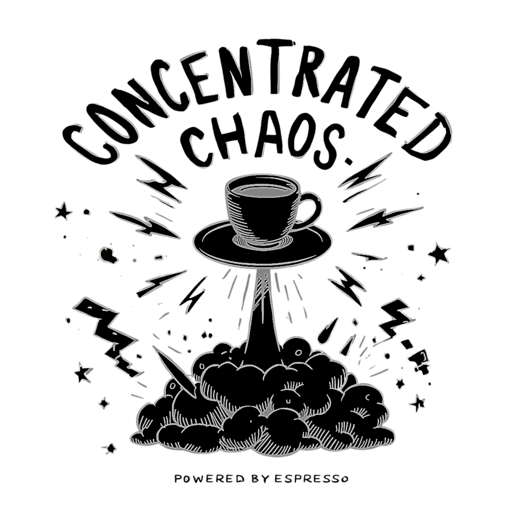 CONCENTRATED CHAOS Light – Funny Coffee Addiction Graphic Tee
