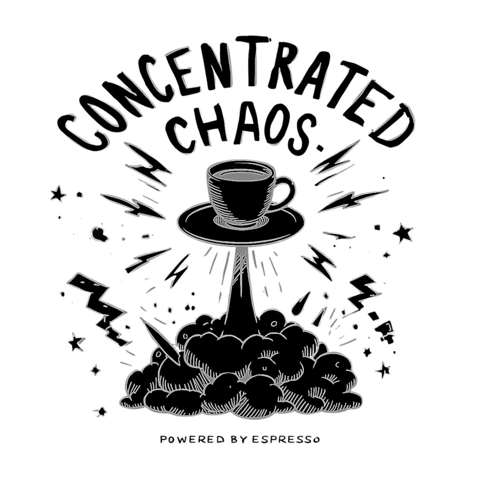 CONCENTRATED CHAOS Light – Funny Coffee Addiction Graphic Tee