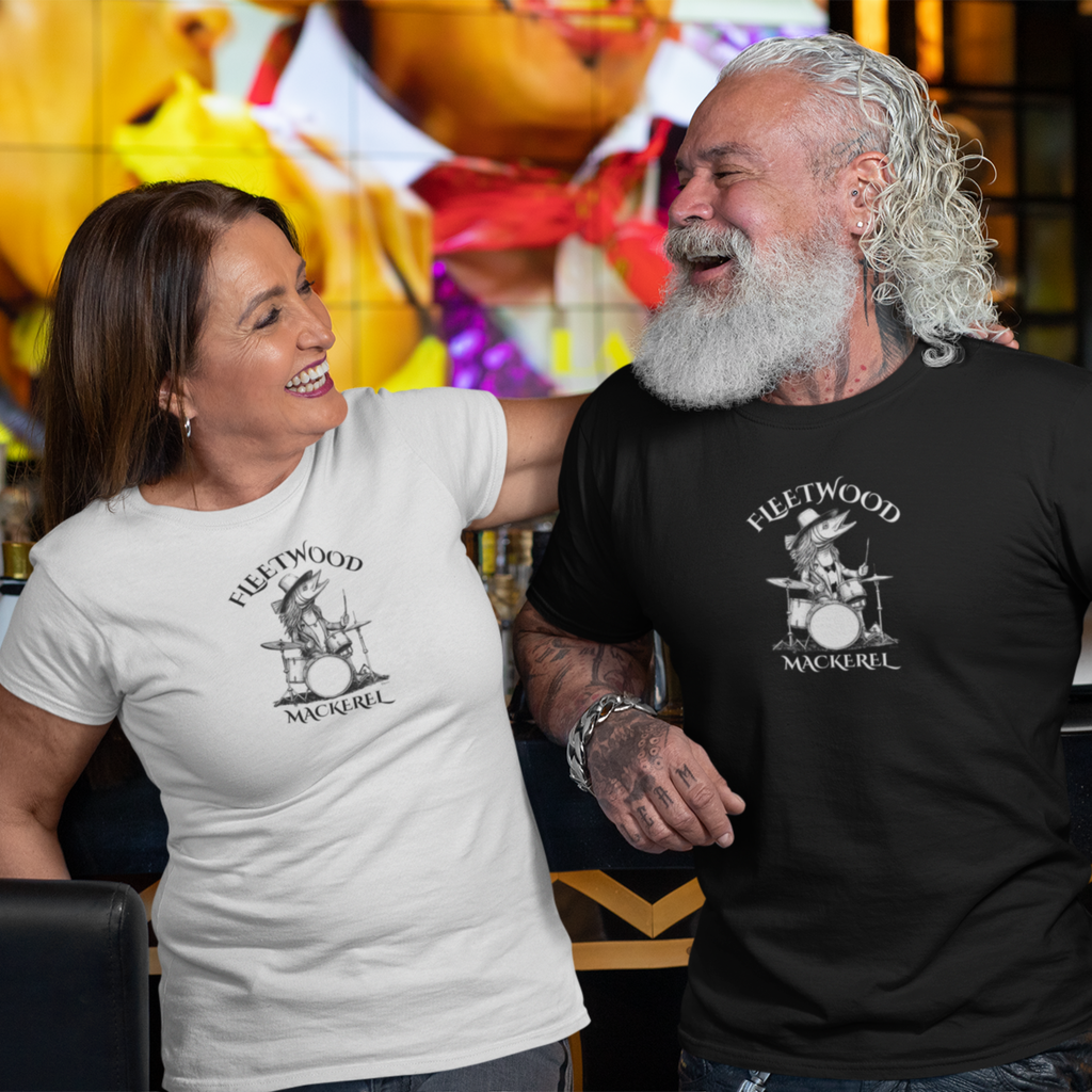 FLEETWOOD MACKEREL Light Tee - Funny Rock Band Fish Drummer Graphic (Unisex)