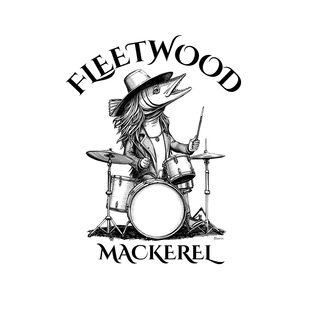 FLEETWOOD MACKEREL Light Tee - Funny Rock Band Fish Drummer Graphic (Unisex)