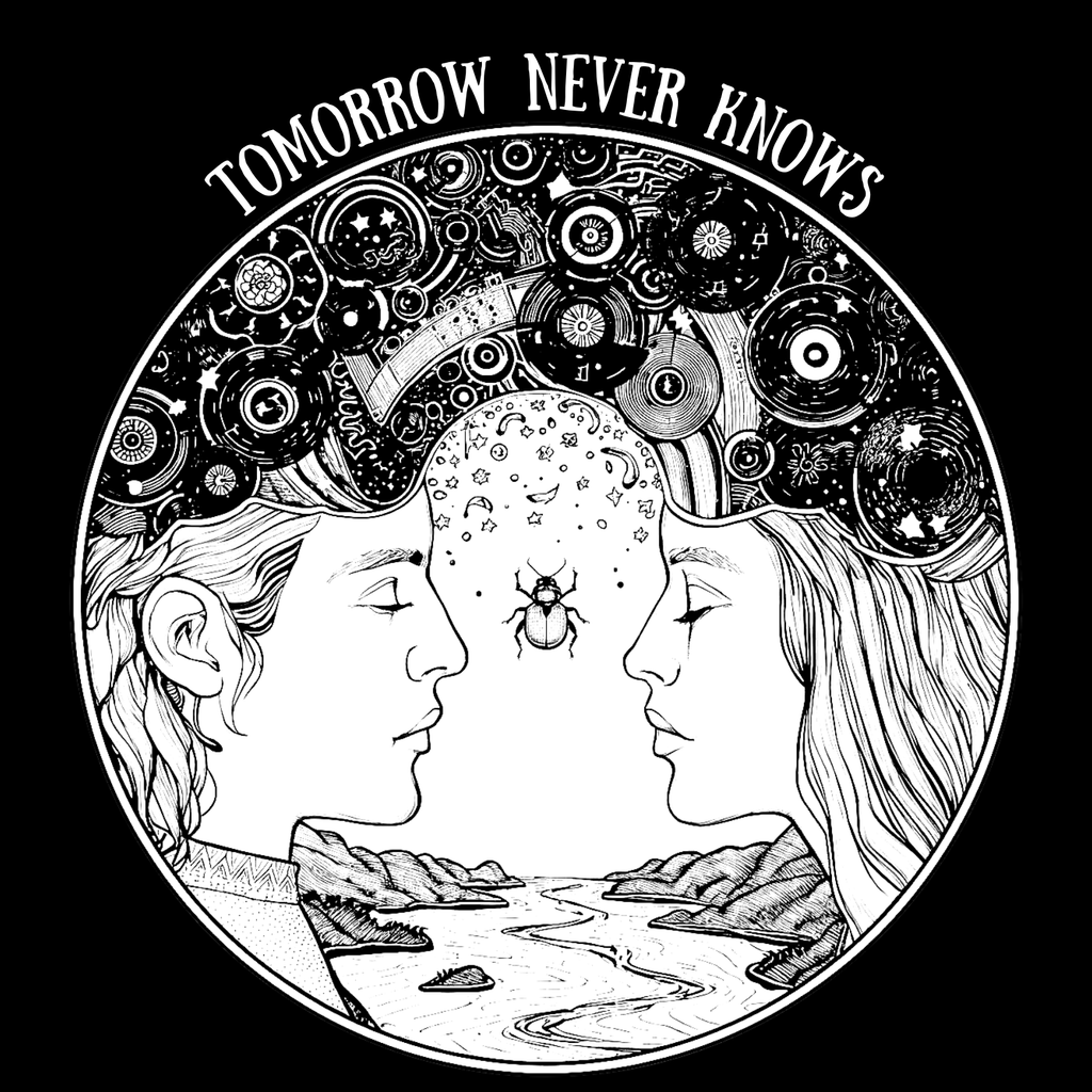TOMORROW NEVER KNOWS Dark – Psychedelic Vinyl Cosmos Unisex Graphic Tee