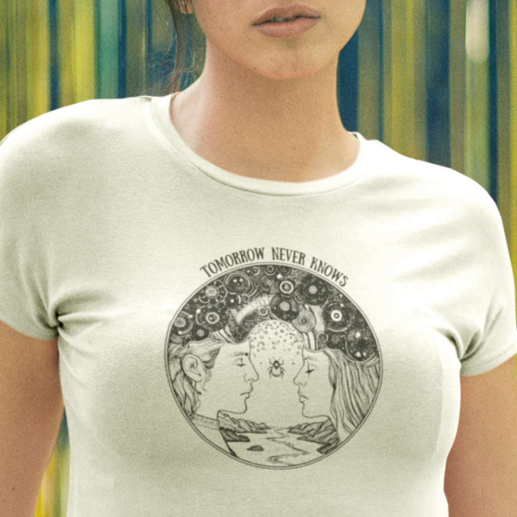 TOMORROW NEVER KNOWS Light – Psychedelic Vinyl Cosmos Unisex Graphic Tee