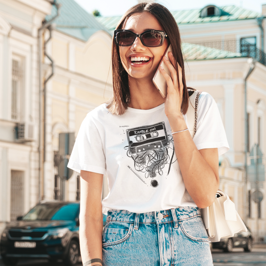 RAMBLE ON Light – Cassette Tape Unisex Graphic Tee