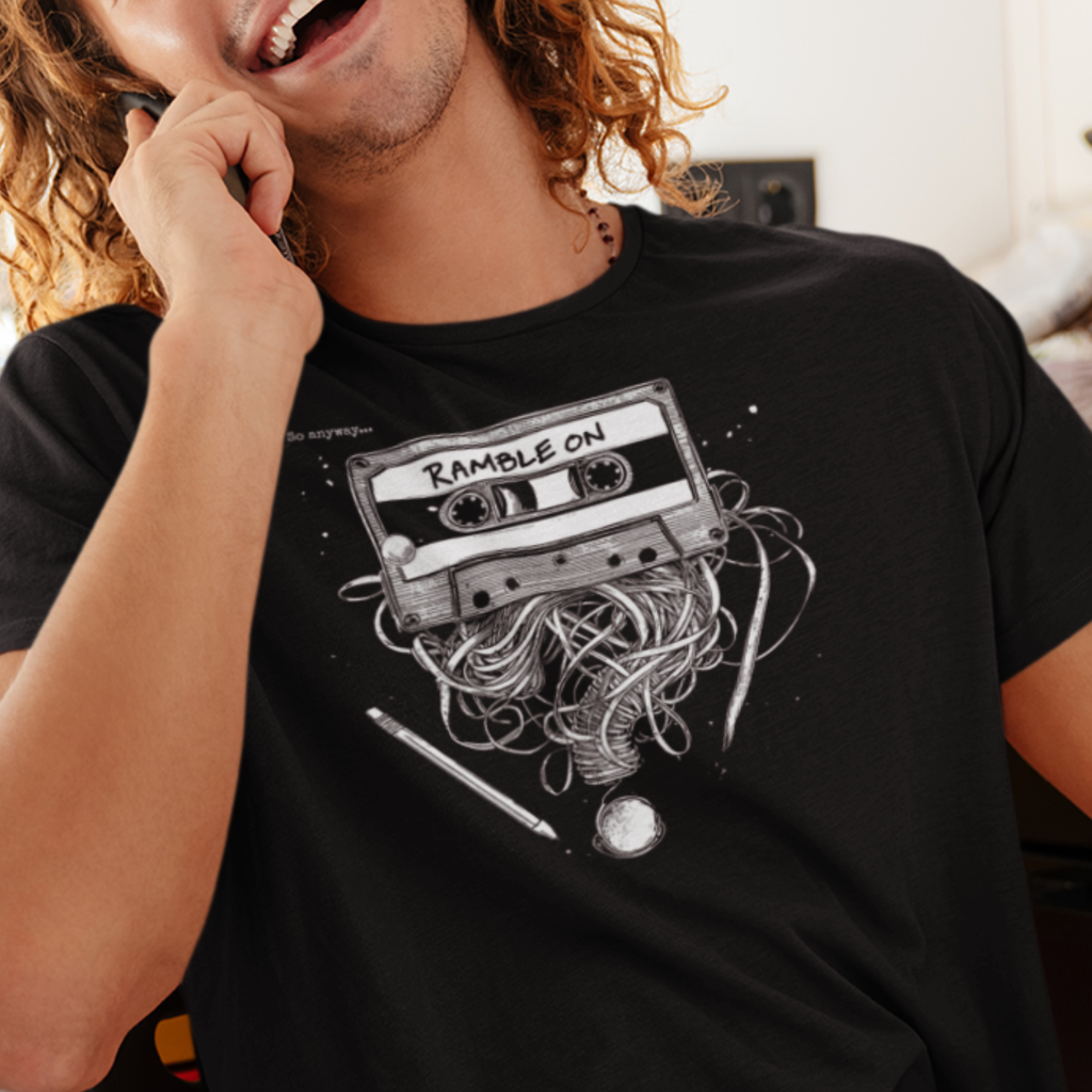 RAMBLE ON Dark – Cassette Tape Unisex Graphic Tee
