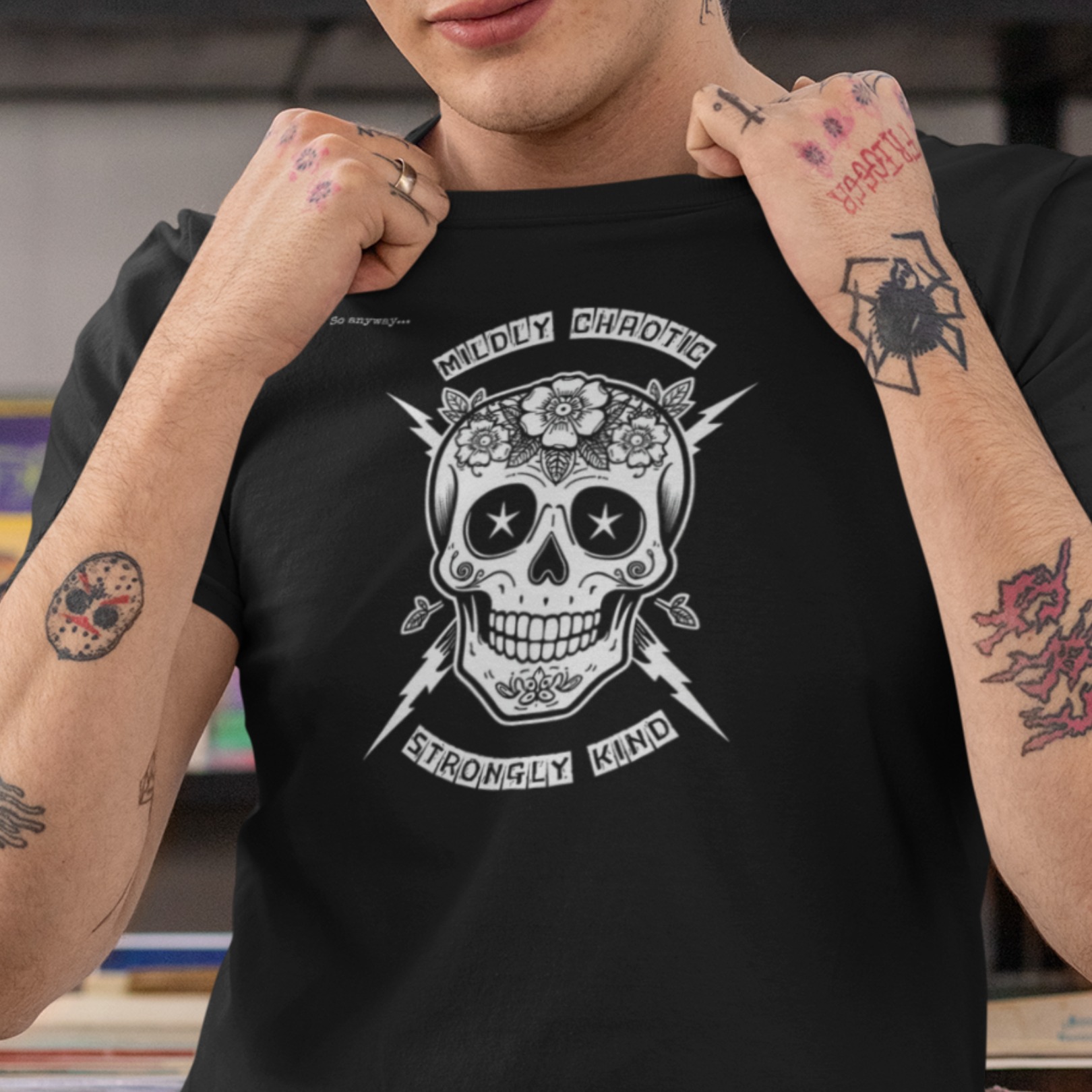 MILDLY CHAOTIC Dark – Signature Skull Unisex Graphic Tee