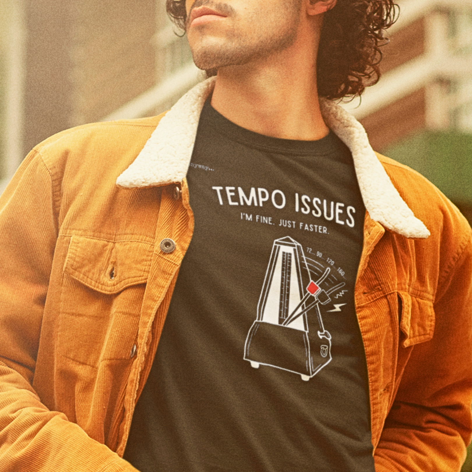 TEMPO ISSUES Dark– Funny Music Metronome “I’m Fine. Just Faster.” Graphic T-Shirt