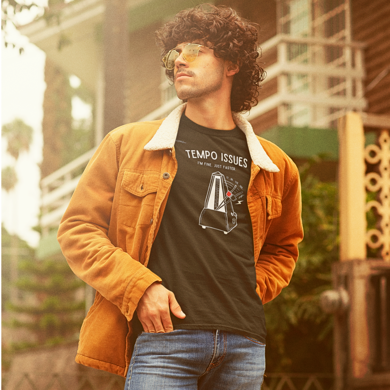 TEMPO ISSUES Dark– Funny Music Metronome “I’m Fine. Just Faster.” Graphic T-Shirt