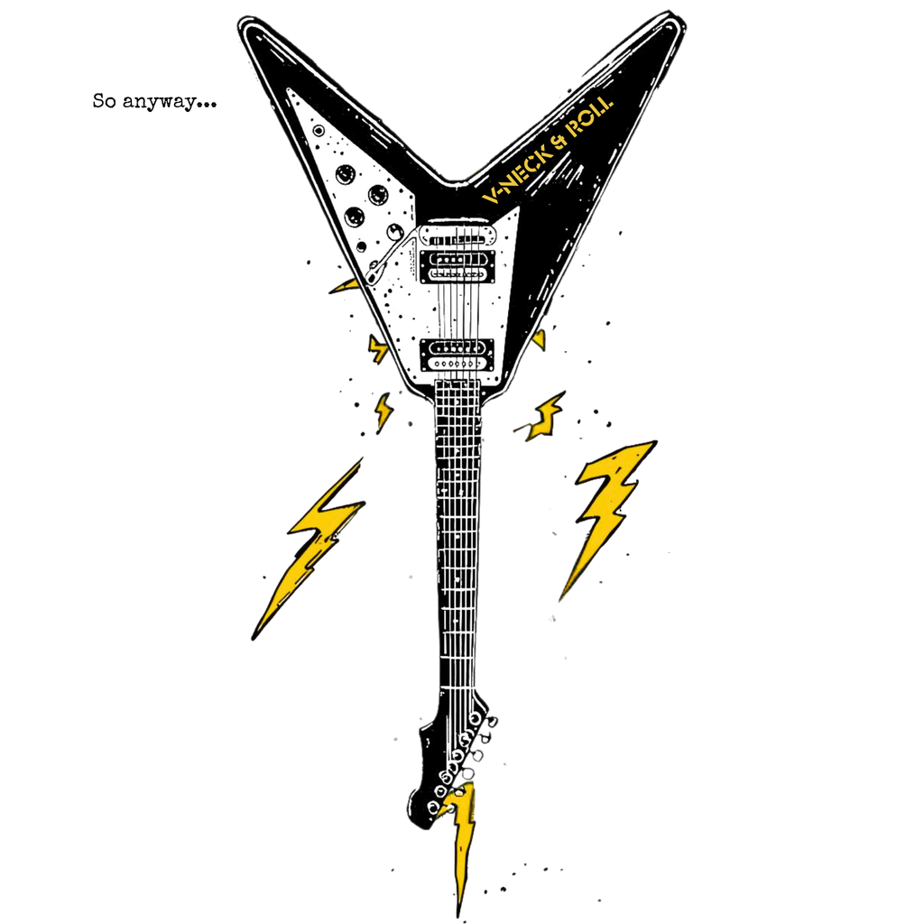 V-NECK & ROLL Light – Funny Rock Music Guitar Lightning Graphic T-Shirt