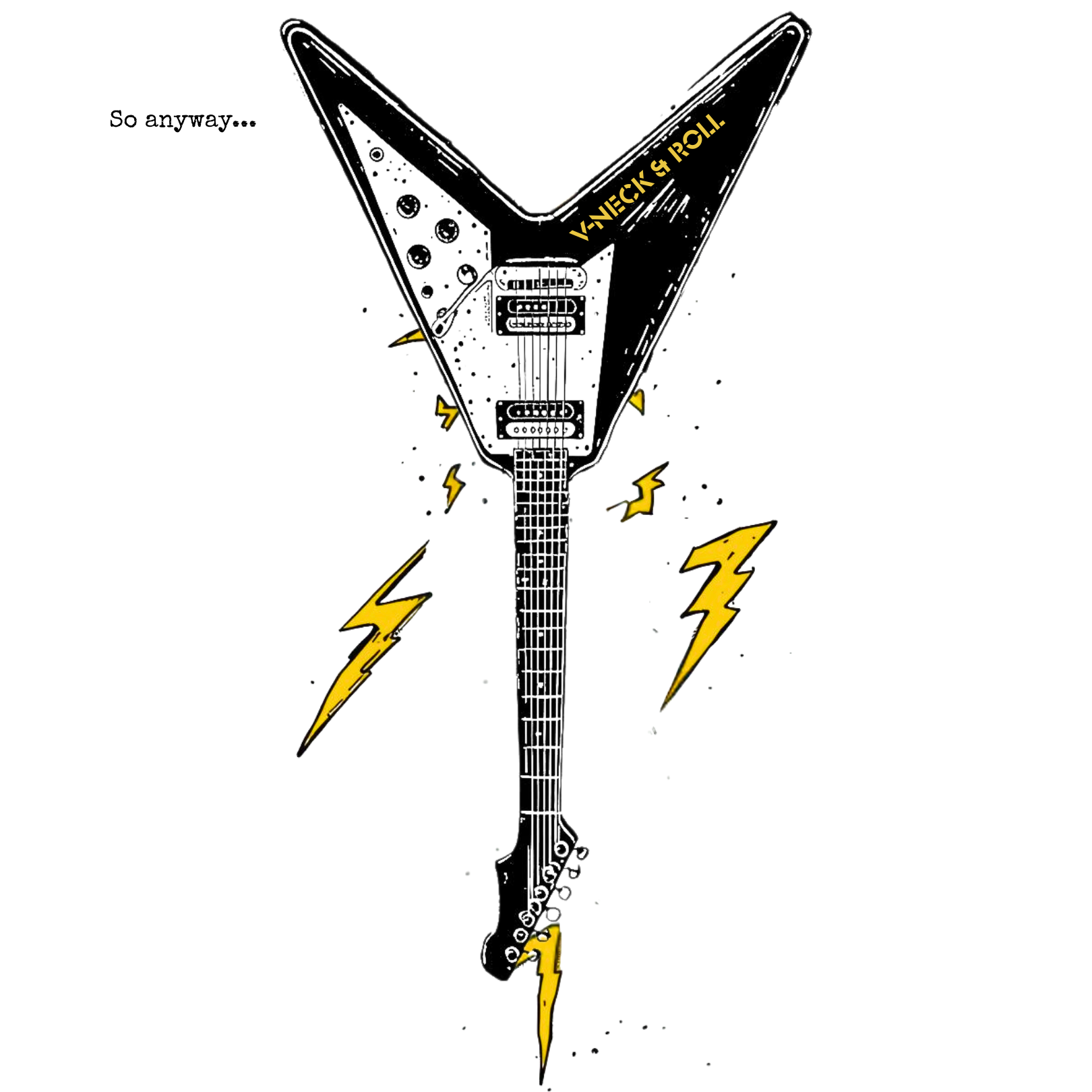 V-NECK & ROLL Light – Funny Rock Music Guitar Lightning Graphic T-Shirt