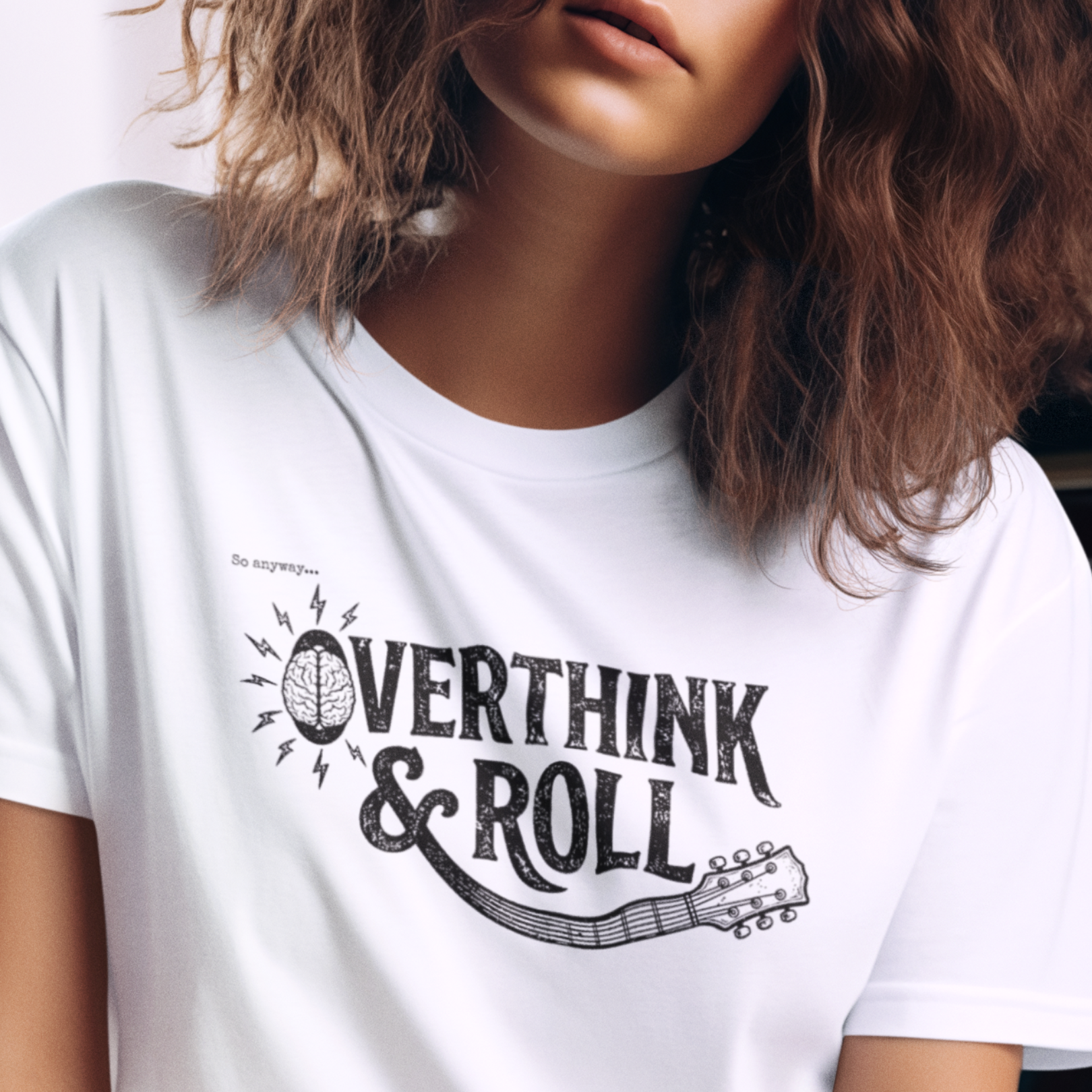 OVERTHINK & ROLL Light – Funny Overthinking Rock Music Guitar Graphic T-Shirt