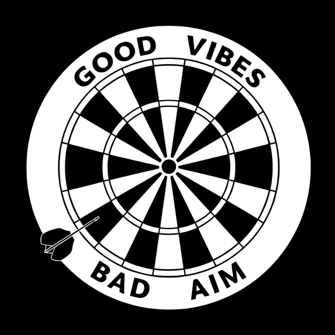 GOOD VIBES, BAD AIM – Funny Dartboard Graphic V‑Neck Tee