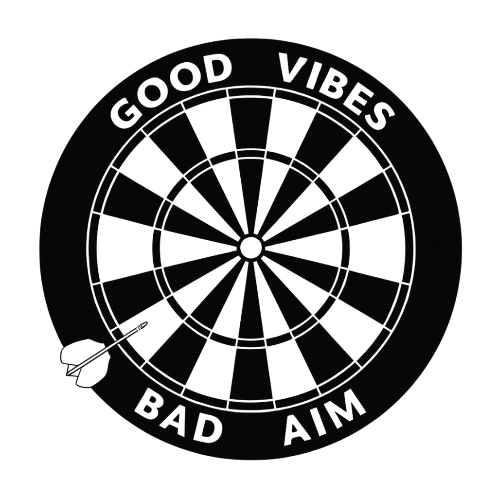 GOOD VIBES, BAD AIM – Funny Dartboard Graphic V‑Neck Tee