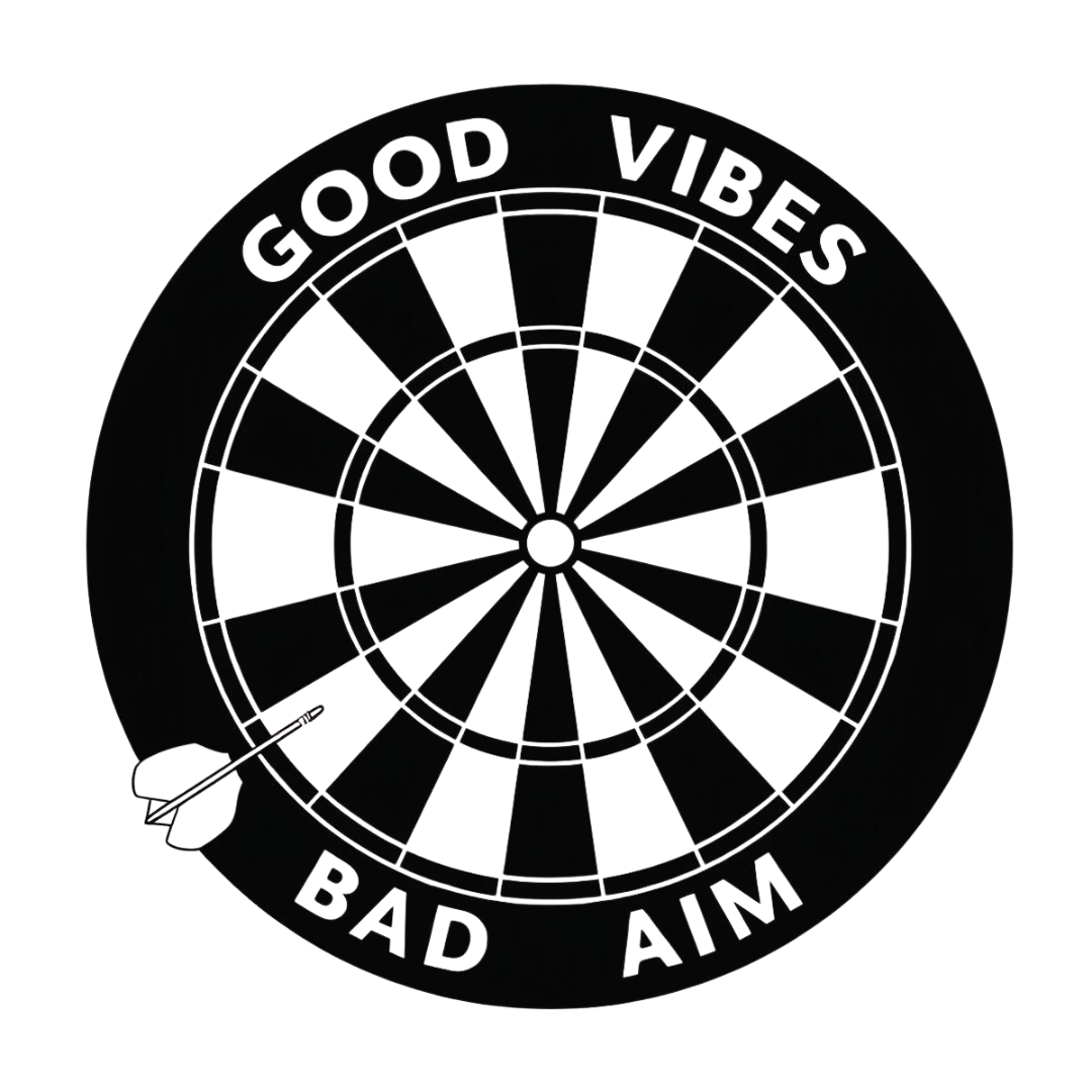 GOOD VIBES, BAD AIM – Funny Dartboard Graphic V‑Neck Tee