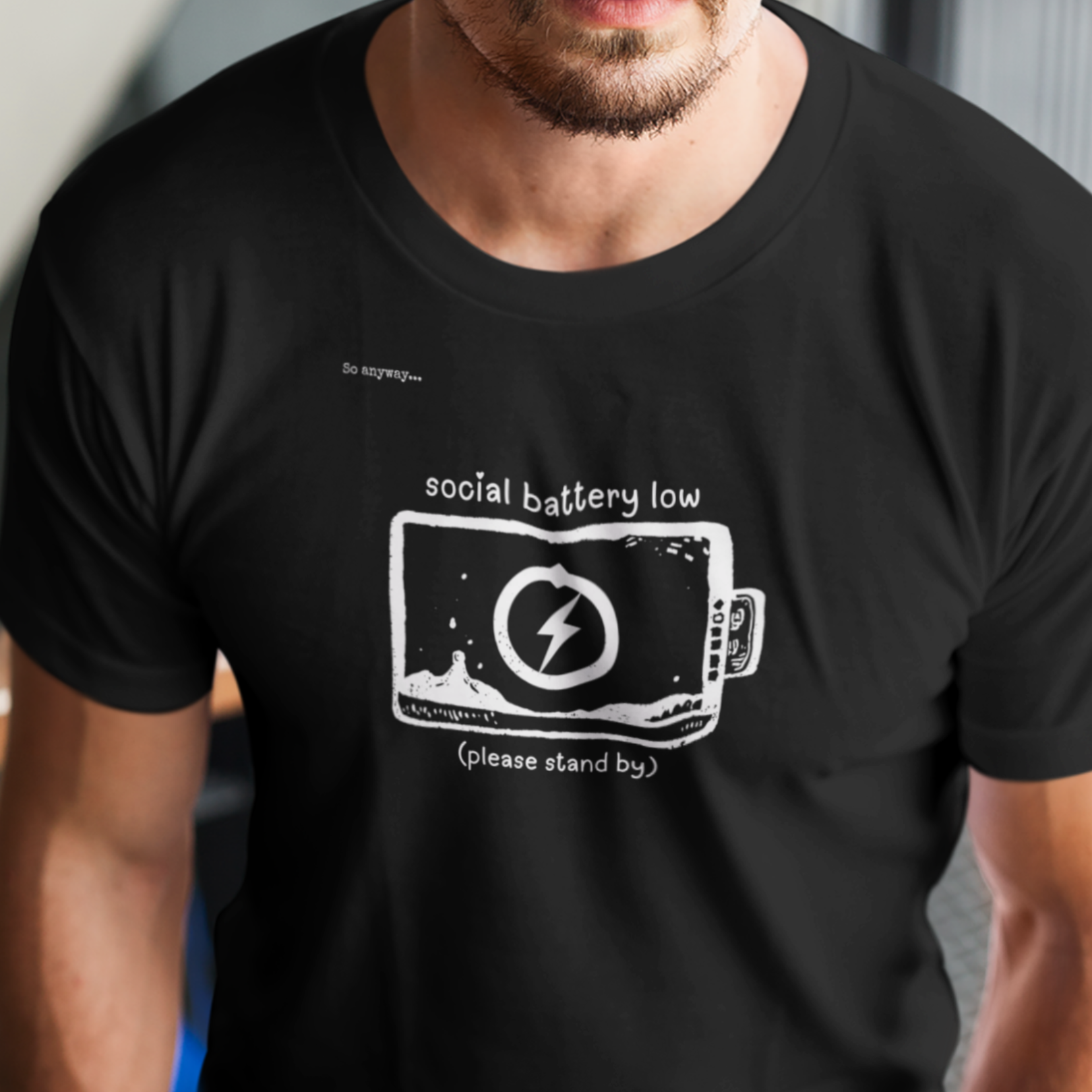 SOCIAL BATTERY LOW Shirt – Funny Introvert Graphic Tee for Socially Drained People and Quiet Personalities