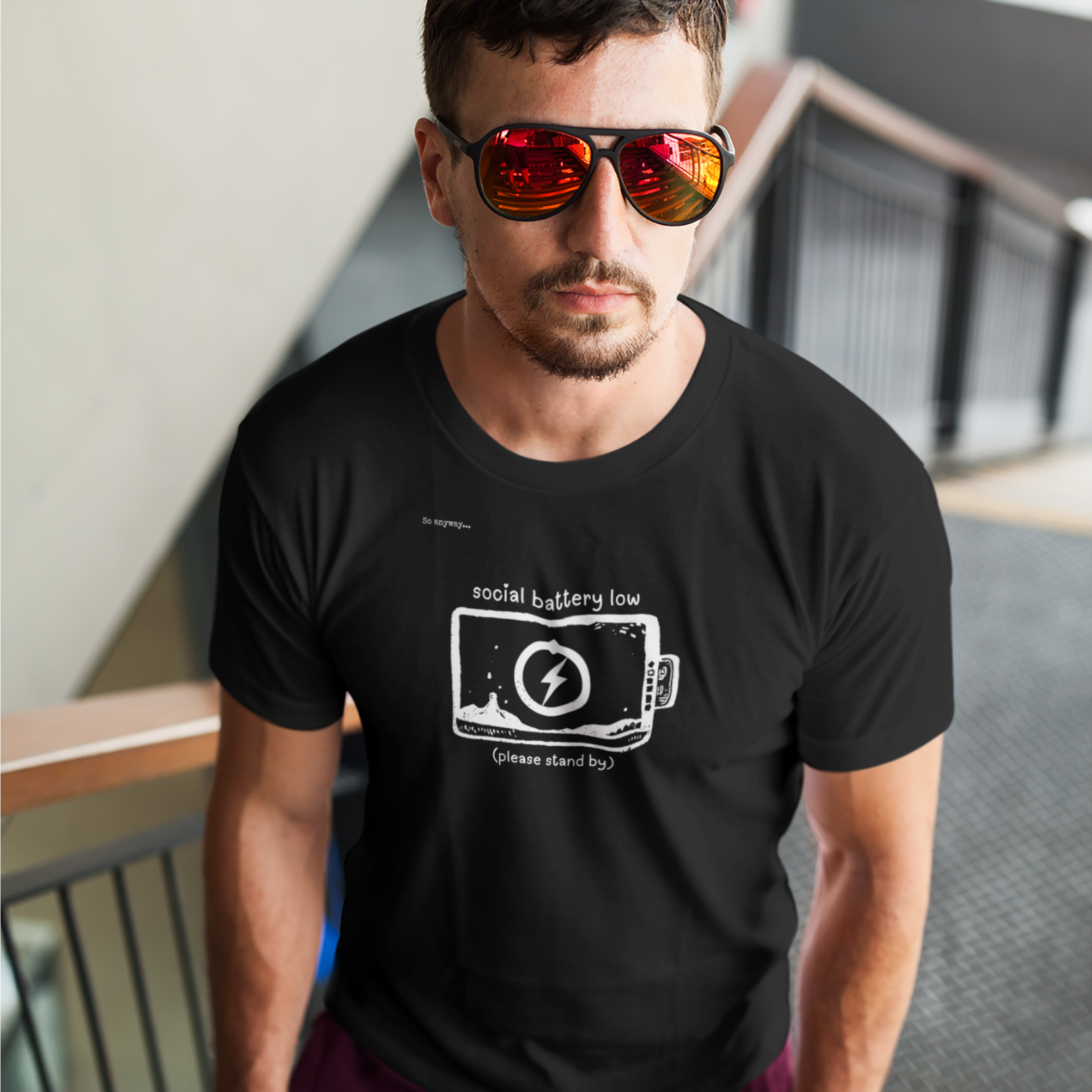SOCIAL BATTERY LOW Shirt – Funny Introvert Graphic Tee for Socially Drained People and Quiet Personalities