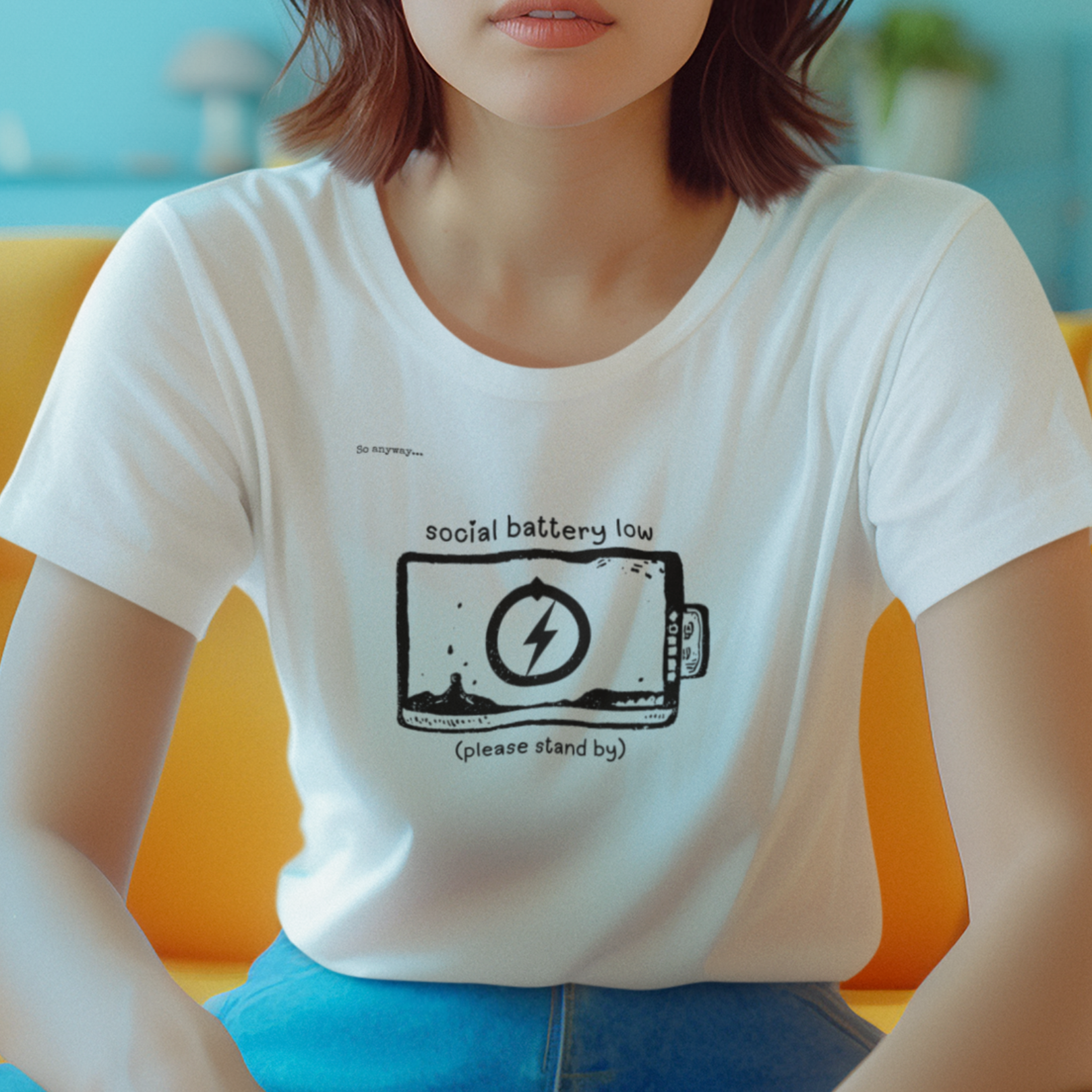 SOCIAL BATTERY LOW Shirt – Funny Introvert Graphic Tee for Socially Drained People and Quiet Personalities